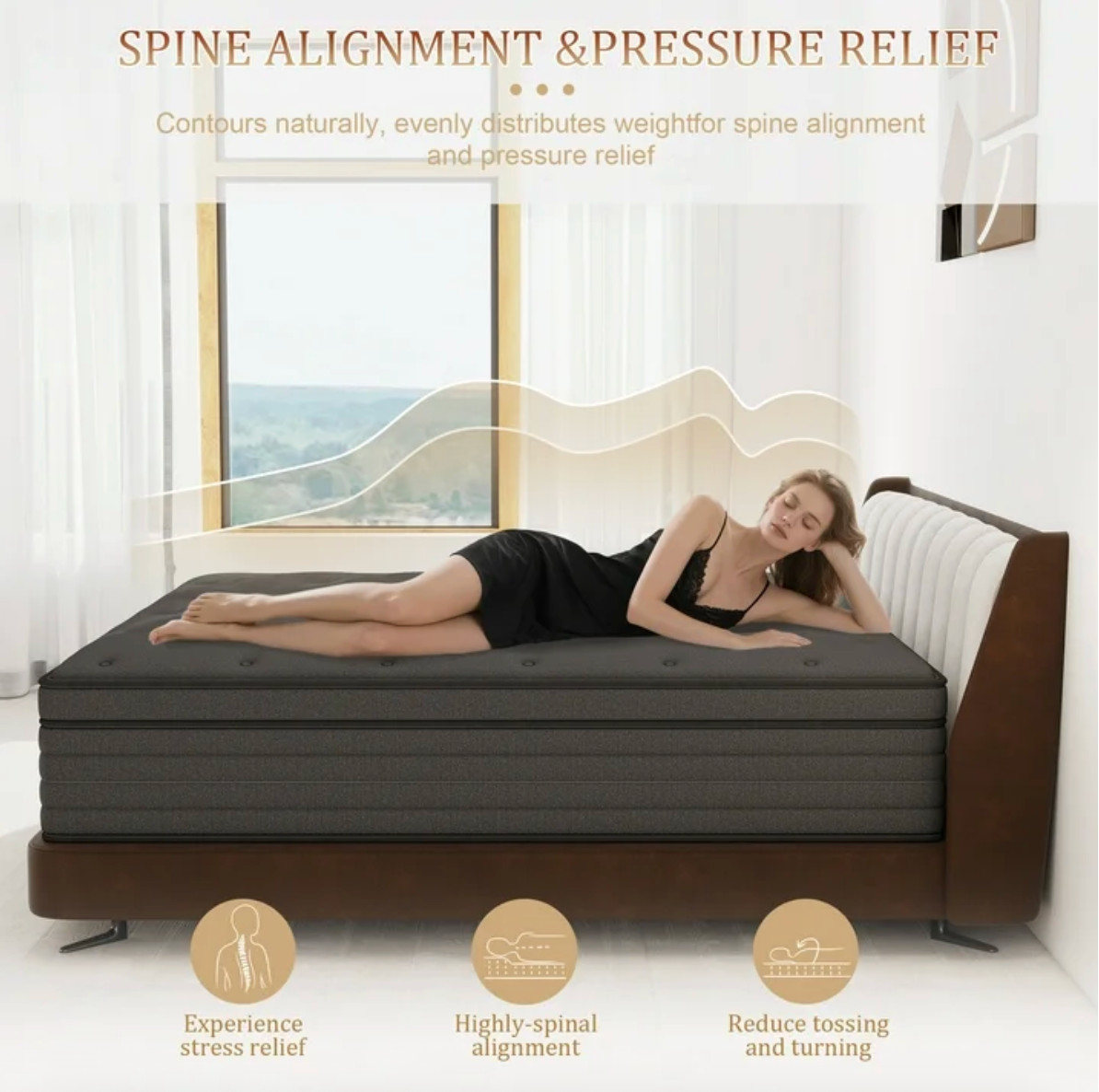 14″ Colchones KING Size De Espuma 14 Pulgadas Memory Foam Bed Hybrid Mattress