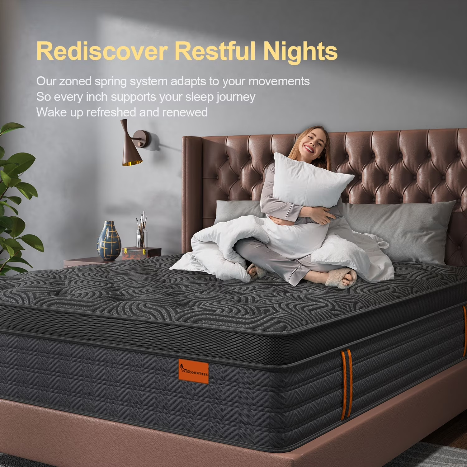 14″ Colchones King Size 14 Pulgadas Espuma Memory Foam Innerspring Mattress