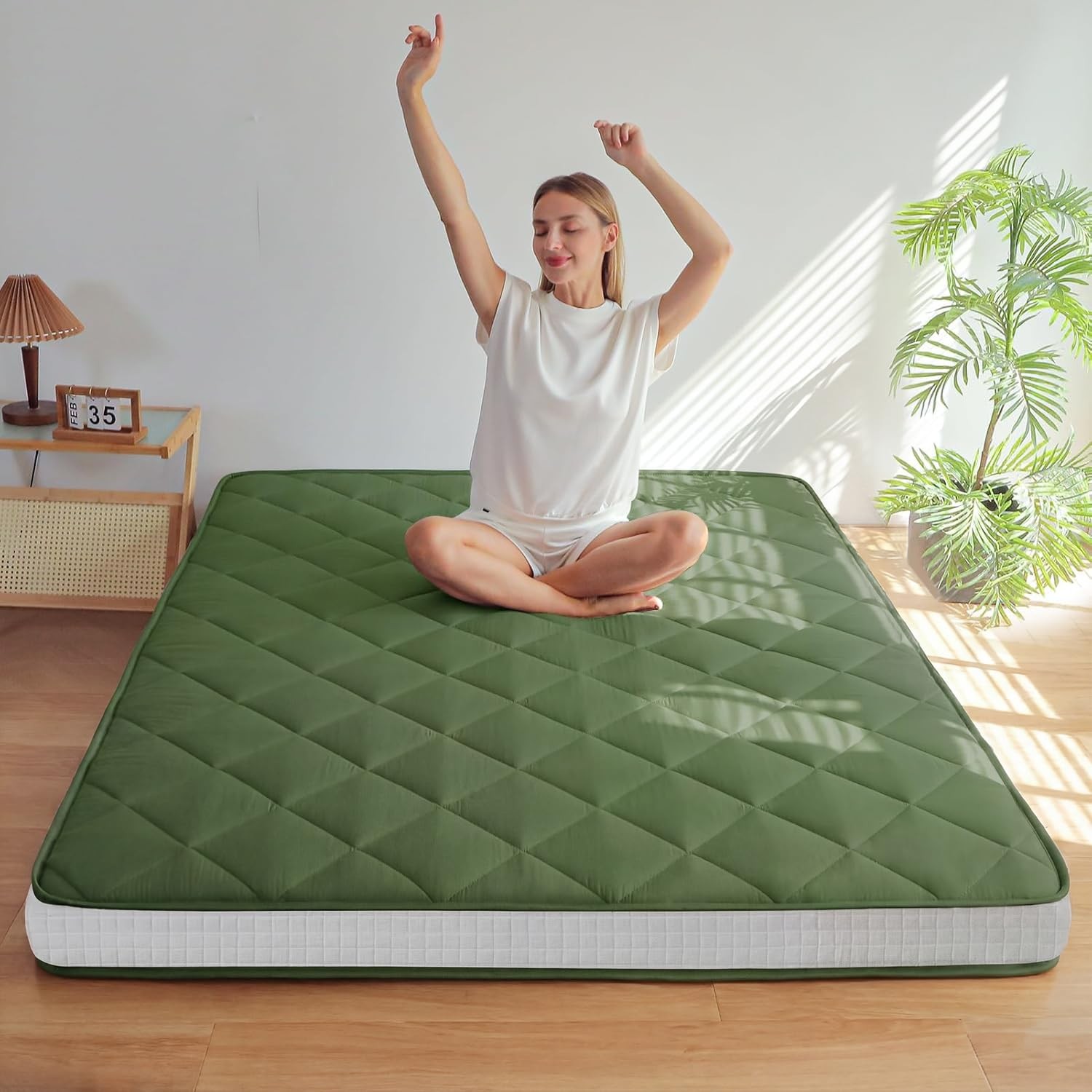 6″ Extra Thick Futon Mattress Floor Mattress, Full Size Diamond Pattern Japan…