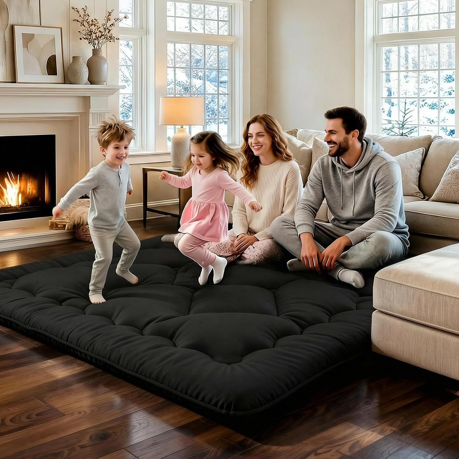 4″ Thick Japanese Floor Mattress – Space Saving Foldable Floor Mattress for Gues
