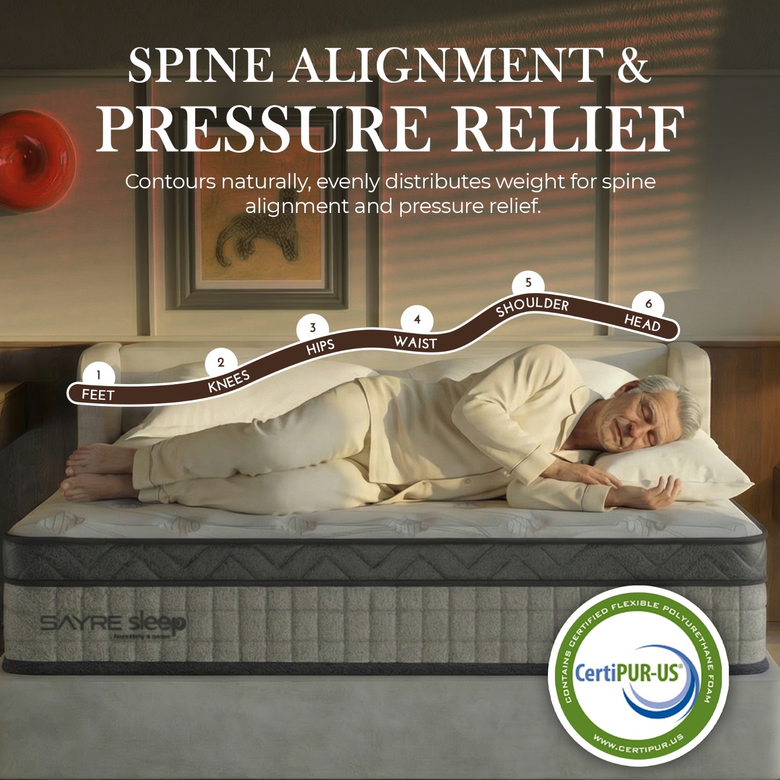 Sayre Sleep Hybrid Mattress 10″ 12″ Medium Firm Memory Foam Coil Support