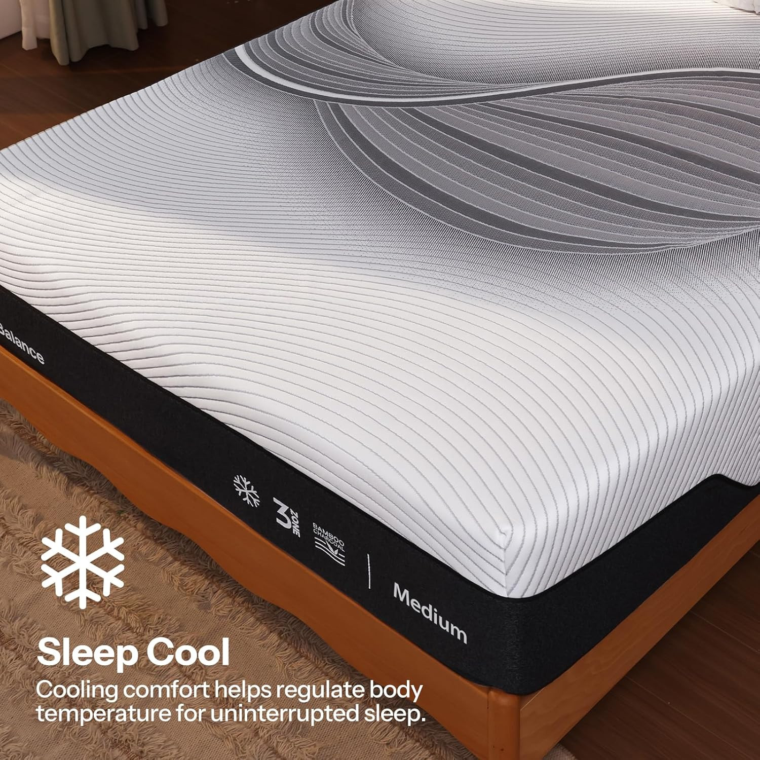 12″ Queen Hybrid Mattress – Bamboo Charcoal Gel, Back Pain Relief, CertiPUR-US