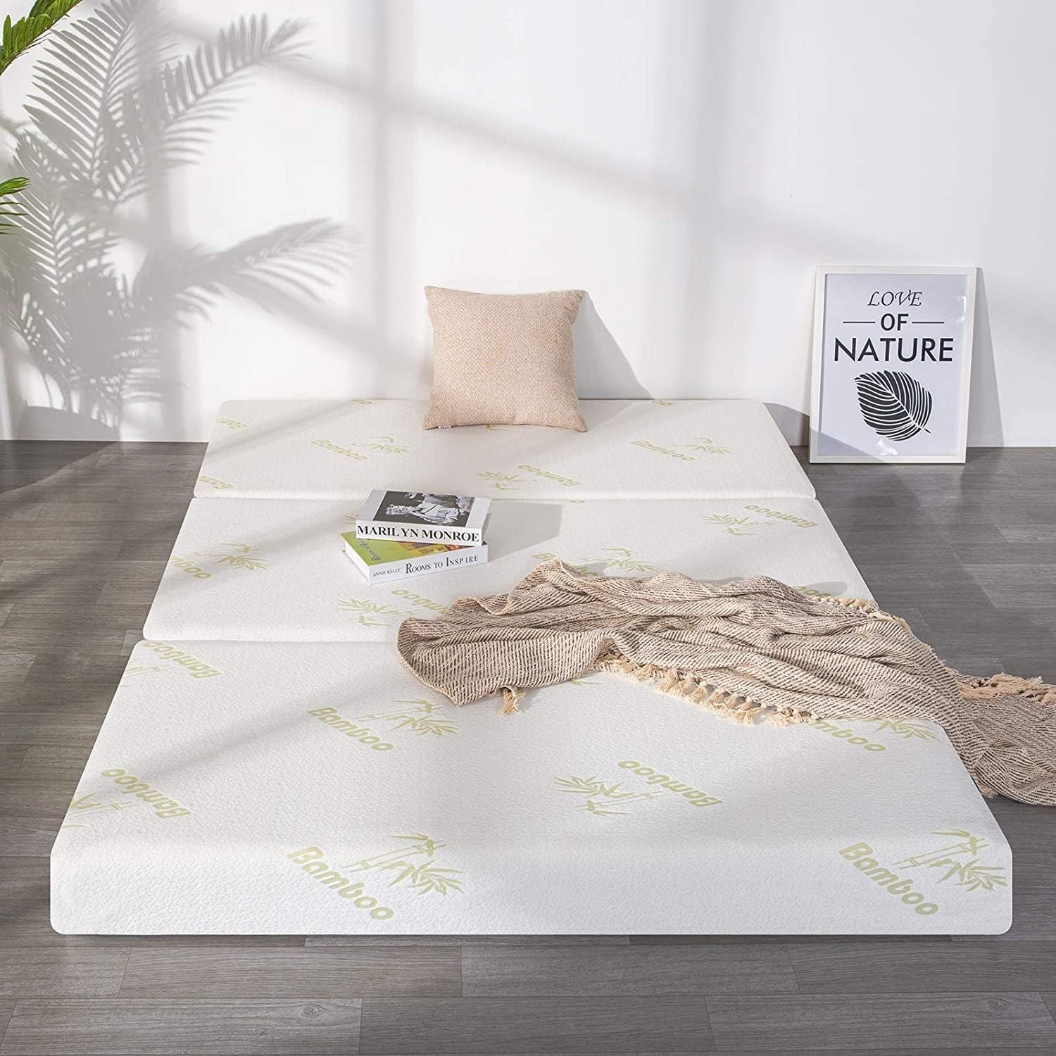 Full Folding Mattress, 6 Inch Trifold Memory Foam Mattress with Ultra Soft Re…