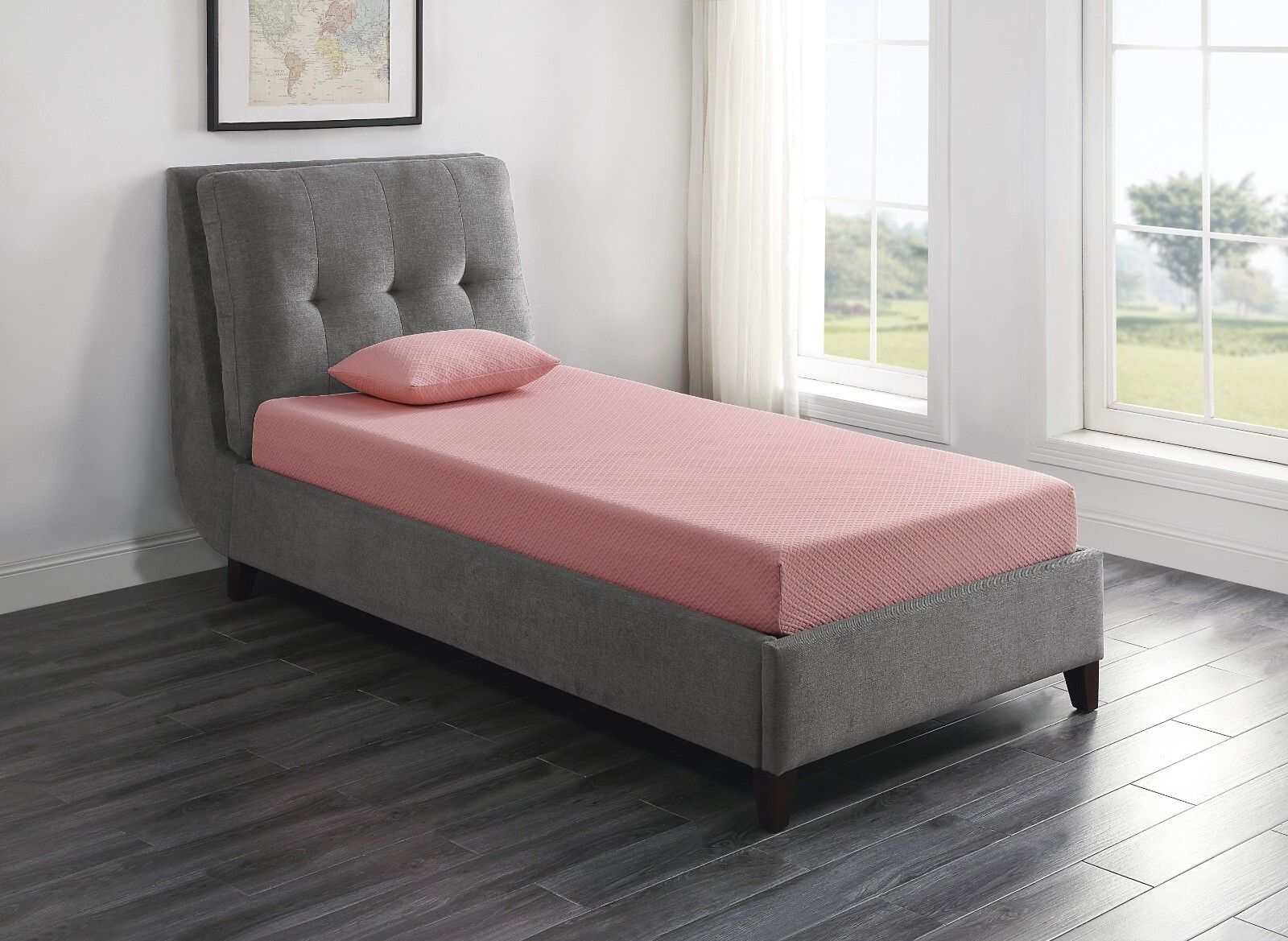 7″ Twin Size Memory Foam Mattress and Pillow Set, Pink, Breathable Double Layer