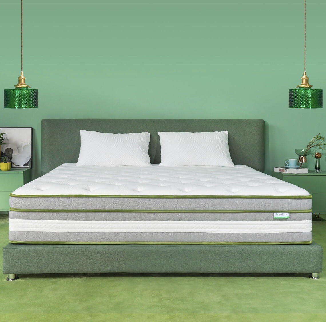 Novilla 12″ Mattress Queen Hypoallergenic Cooling Hybrid Memory Foam Durable