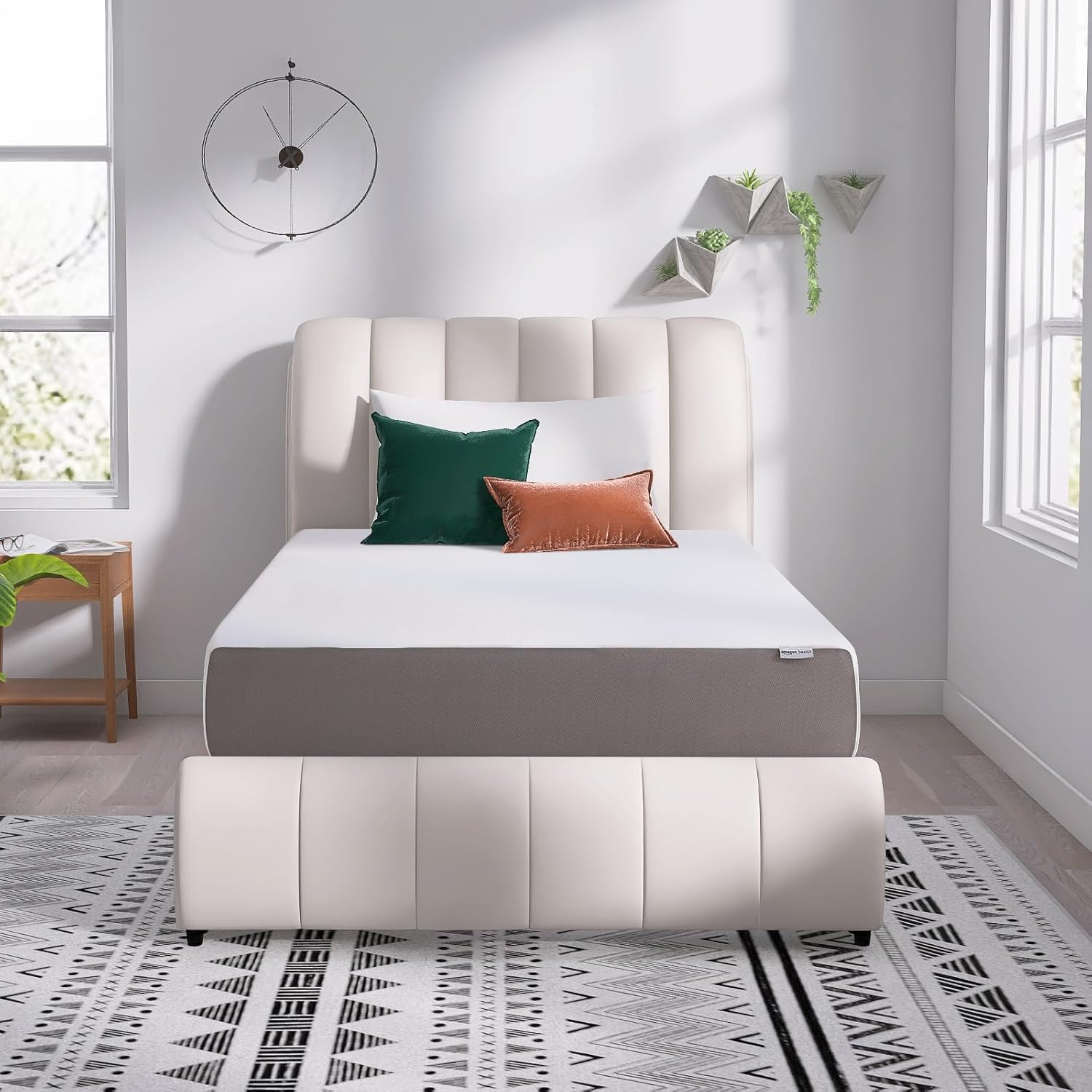 Medium Firm Memory Foam Mattress, Breathable, 12 Inch, Twin, White/Grey