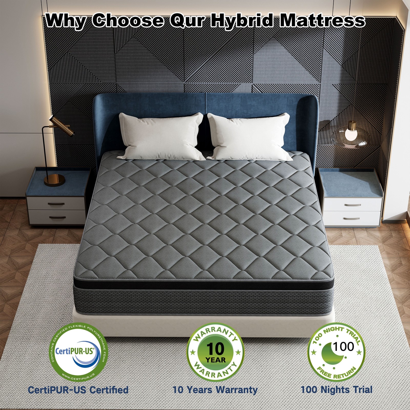 14 Inch Twin Hybrid Mattress in a Box Gel Memory Foam Pocket Spring Medium Firm