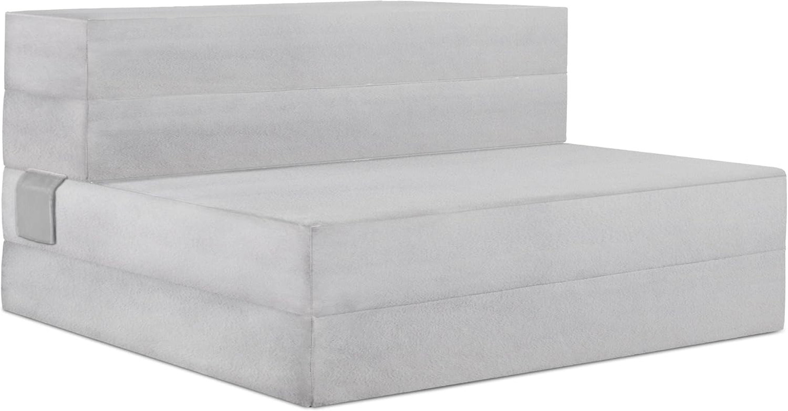 Portable Twin XL Trifold Sofa Mattress – CertiPUR Foam, Washable Velvet, Non-Sli