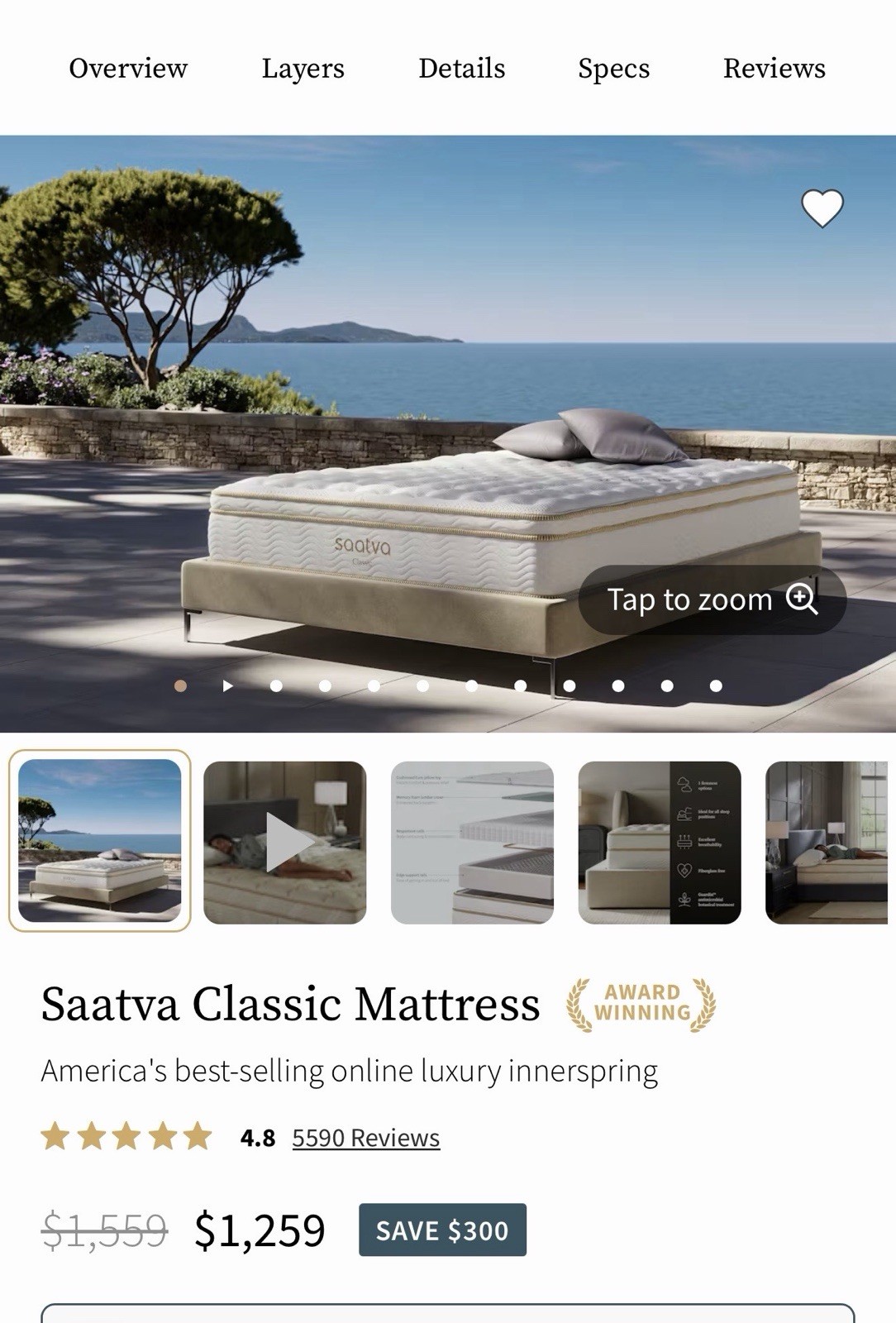 Saatva Classic Innerspring QUEEN Plush Mattress