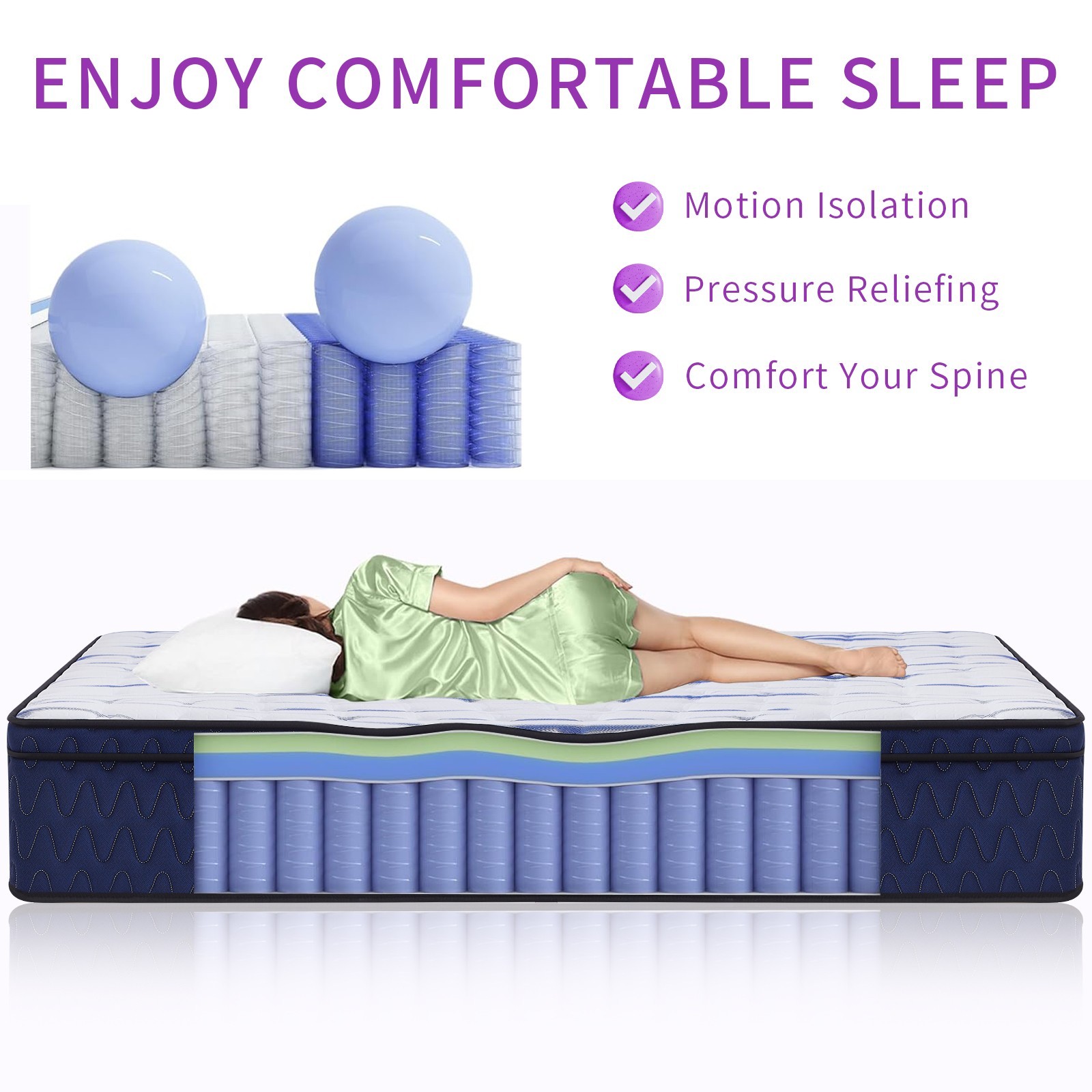 12″ Queen Size Hybrid Mattress With Individually Wrapped Pocket Springs in a Box