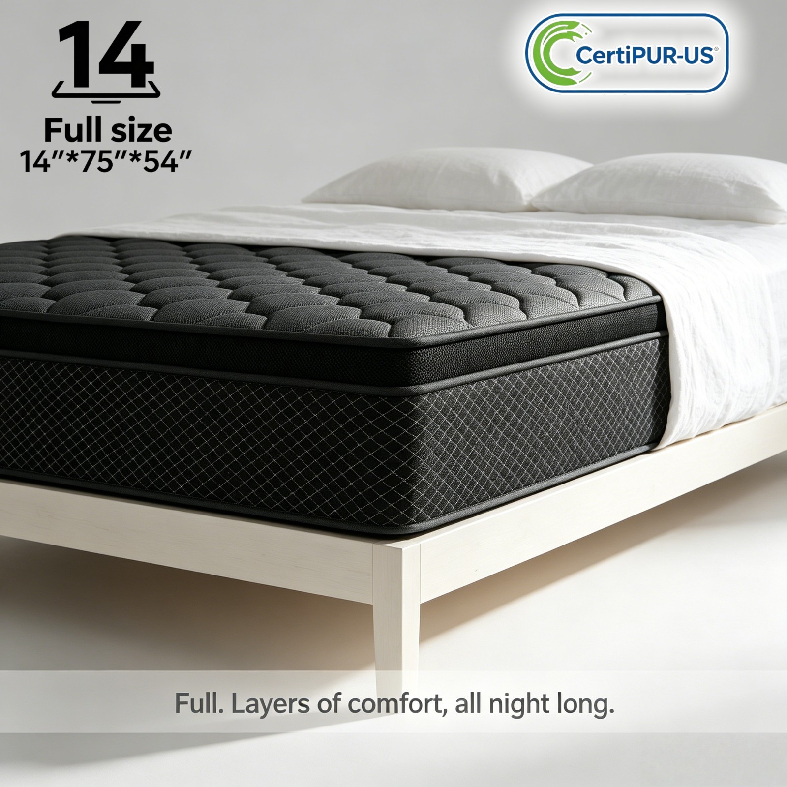14″ Gel Memory Foam Mattress Hybrid Spring Twin Bed In A Box Share Full Size US
