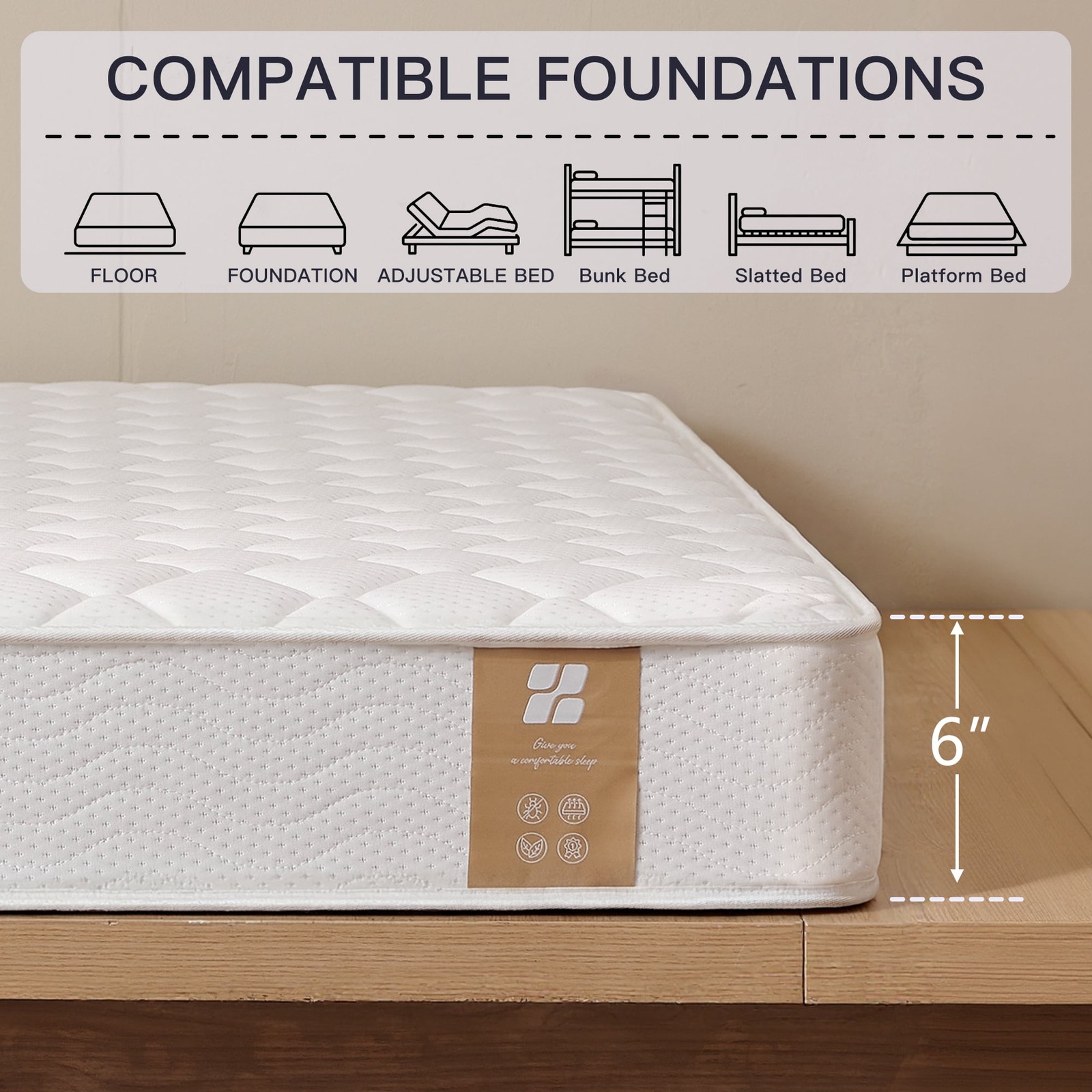 6″ Twin Hybrid Mattress in a Box – Medium Firm Spring Bed for Kids & Bunk Beds