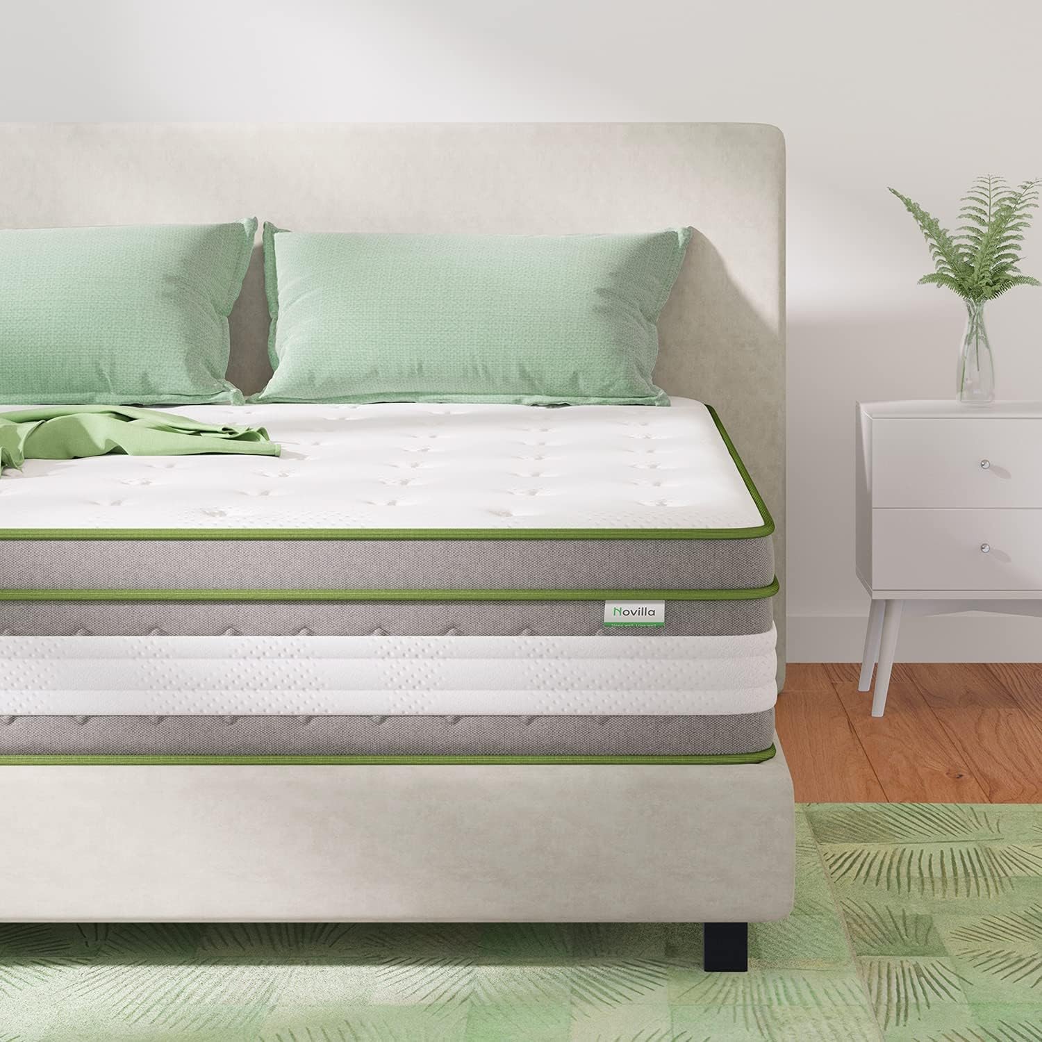 12″ Queen Hybrid Pillow Top Mattress with Gel Memory Foam & Coils