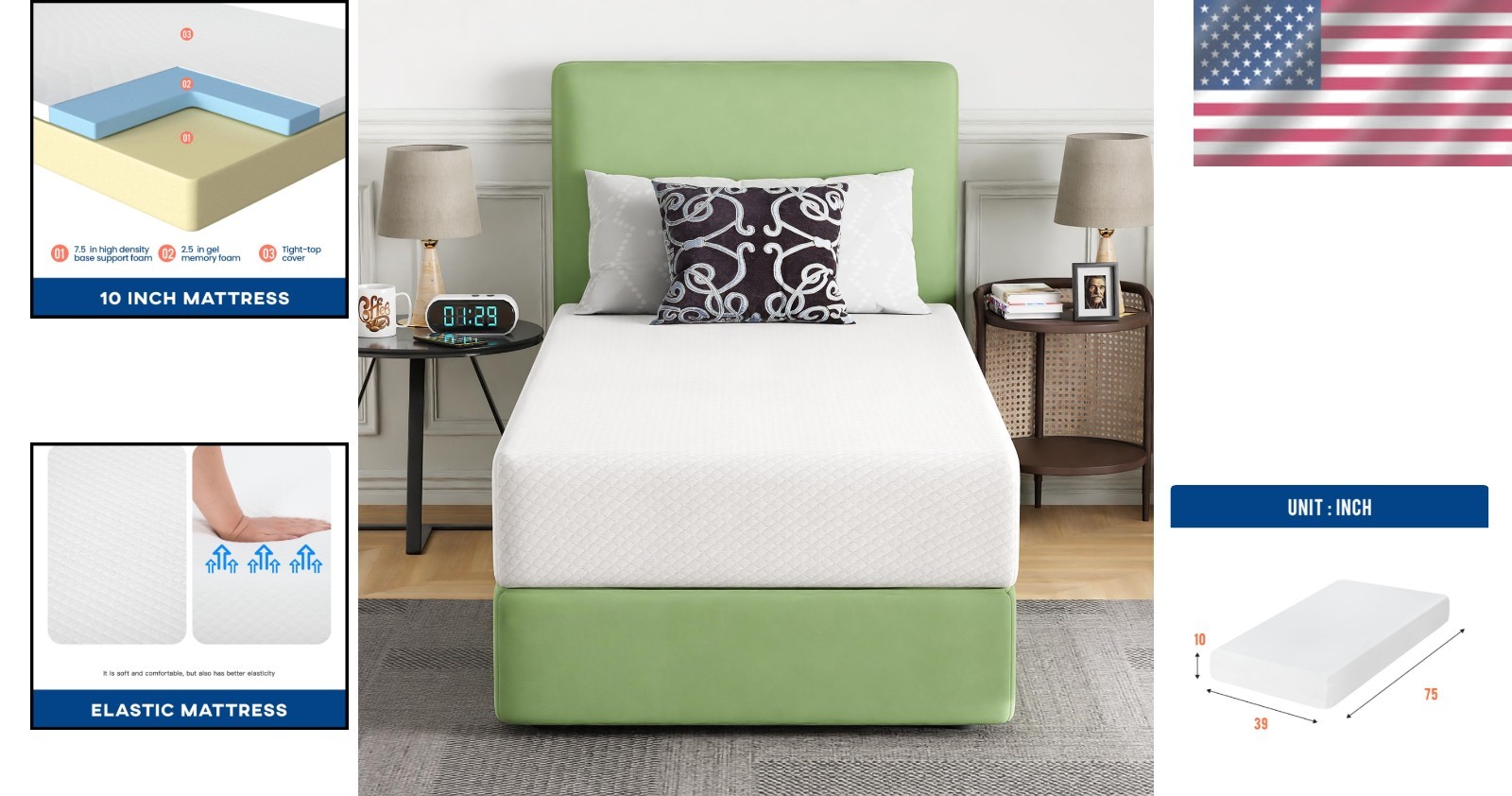 Medium Firm Twin Mattress with Gel Memory Foam – CertiPUR Certified Comfort