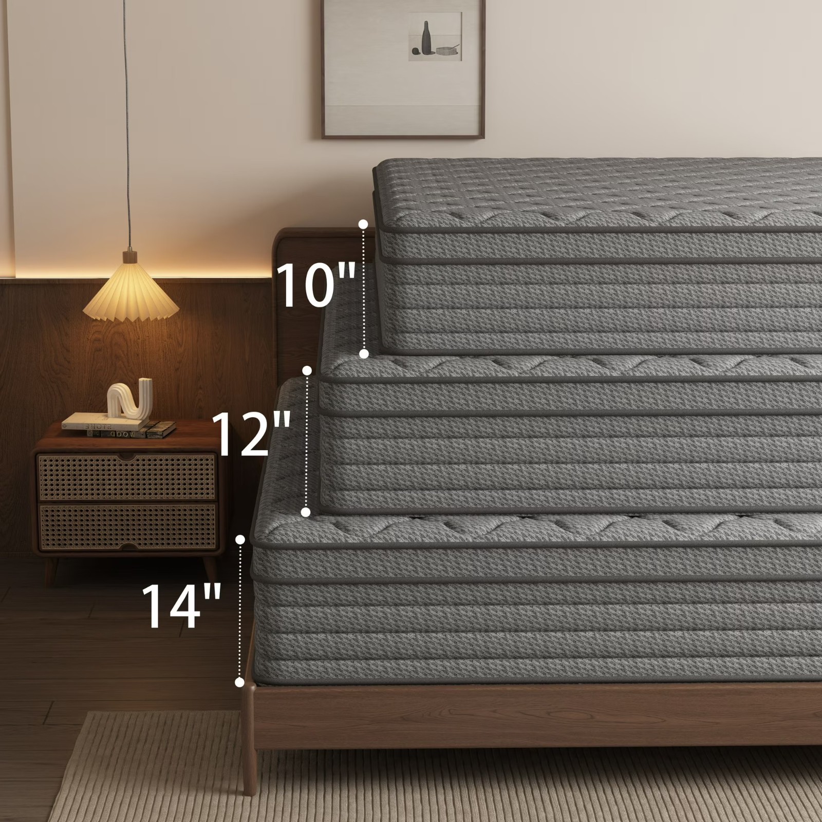 12″ Full/King Memory Foam Mattress Bed In Box Edge Support Individually Wrapped