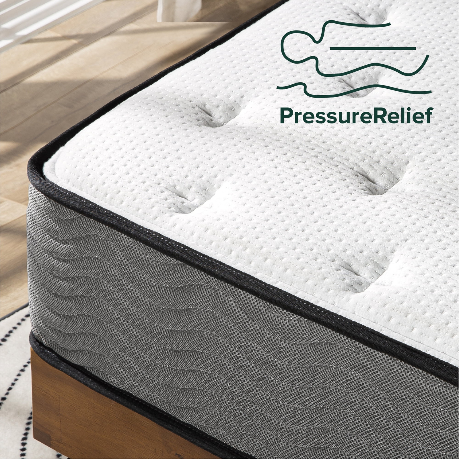 Zinus Pressure Relief Extra Firm Hybrid Mattress Comfort Foam and Pocket Spring