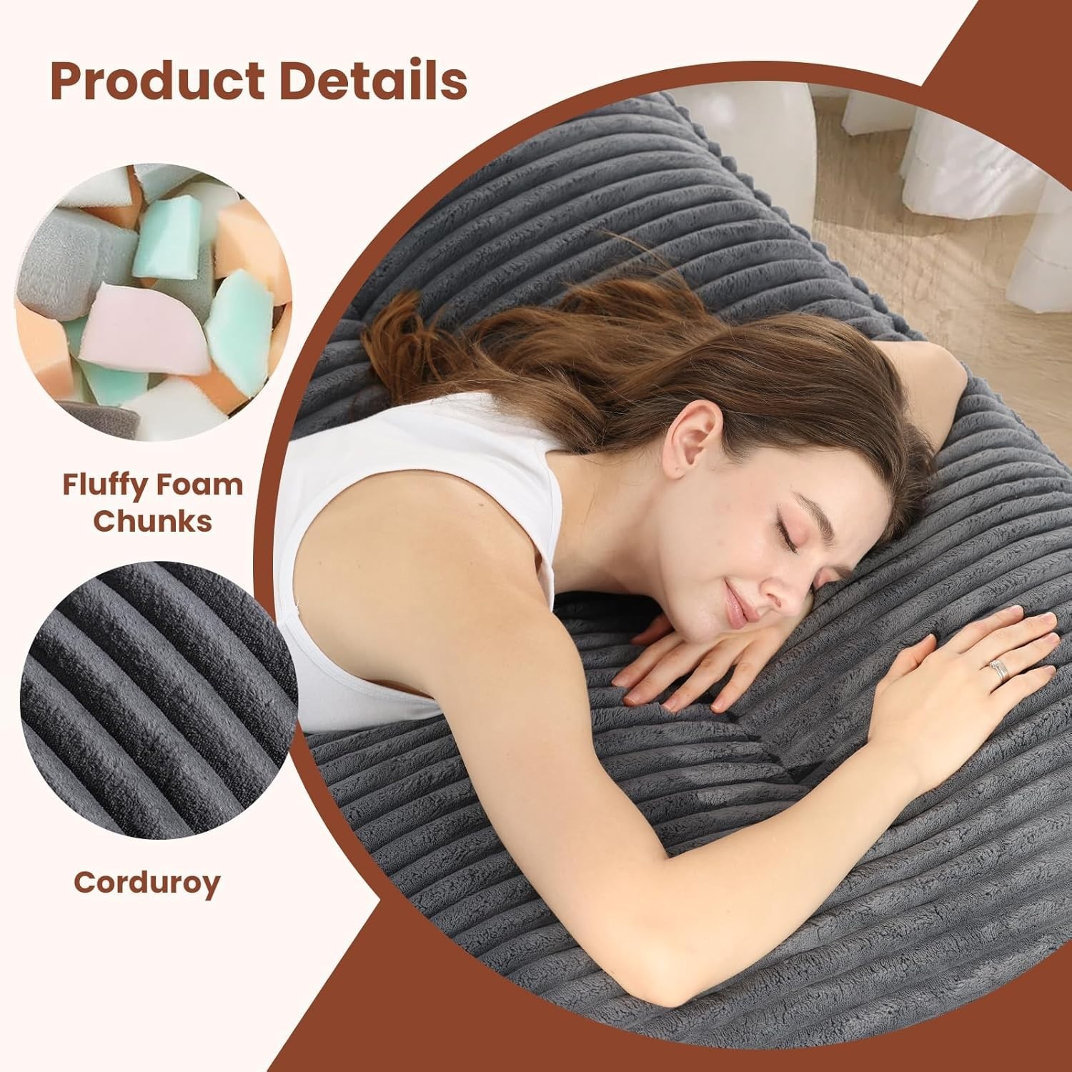 10″ Futon Mattress Queen Size Futons Sofa Couch Bed with Straps Thick Corduroy