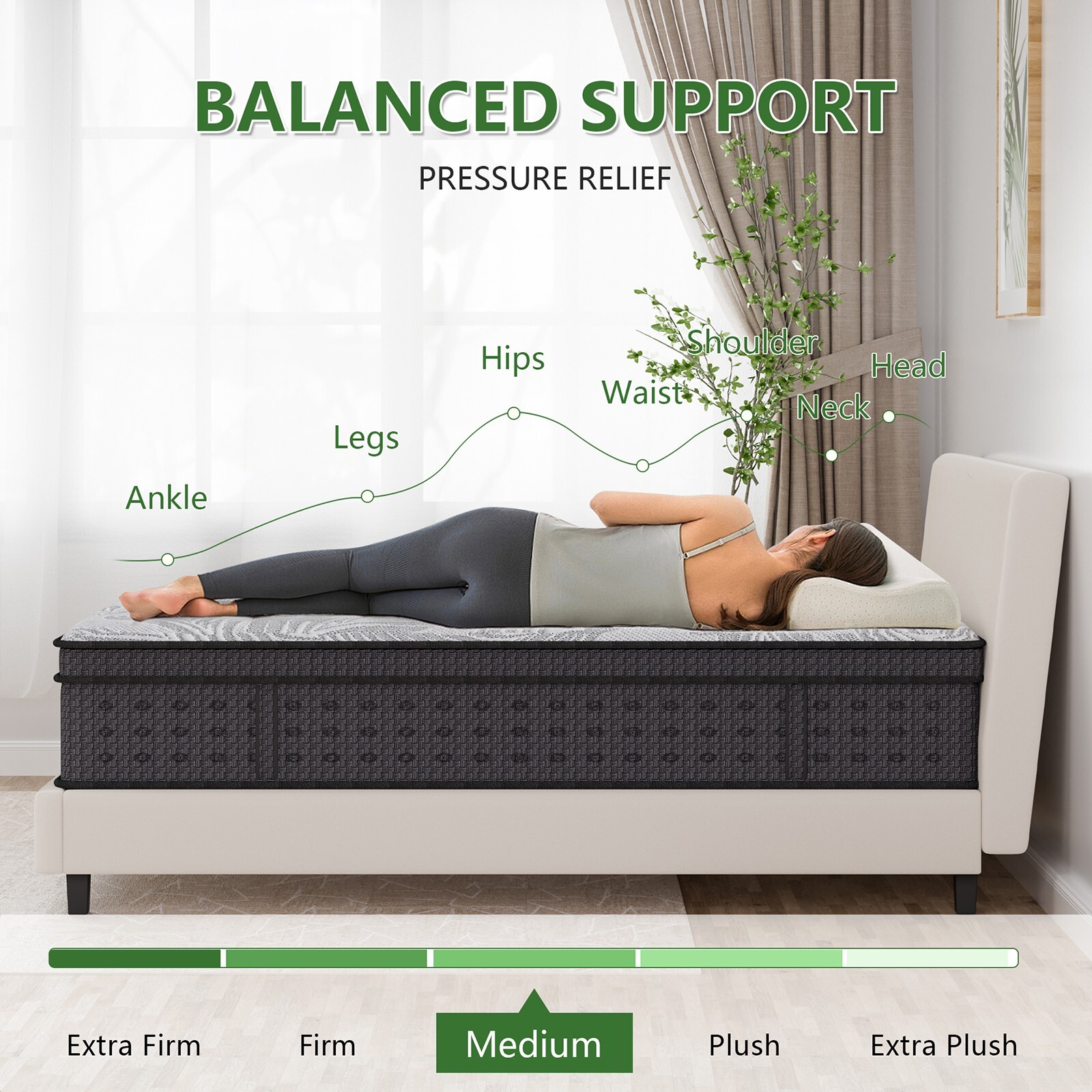 14″ Gel Infused Memory Foam Mattress Queen Size Hybrid Mattress Spring In A Box