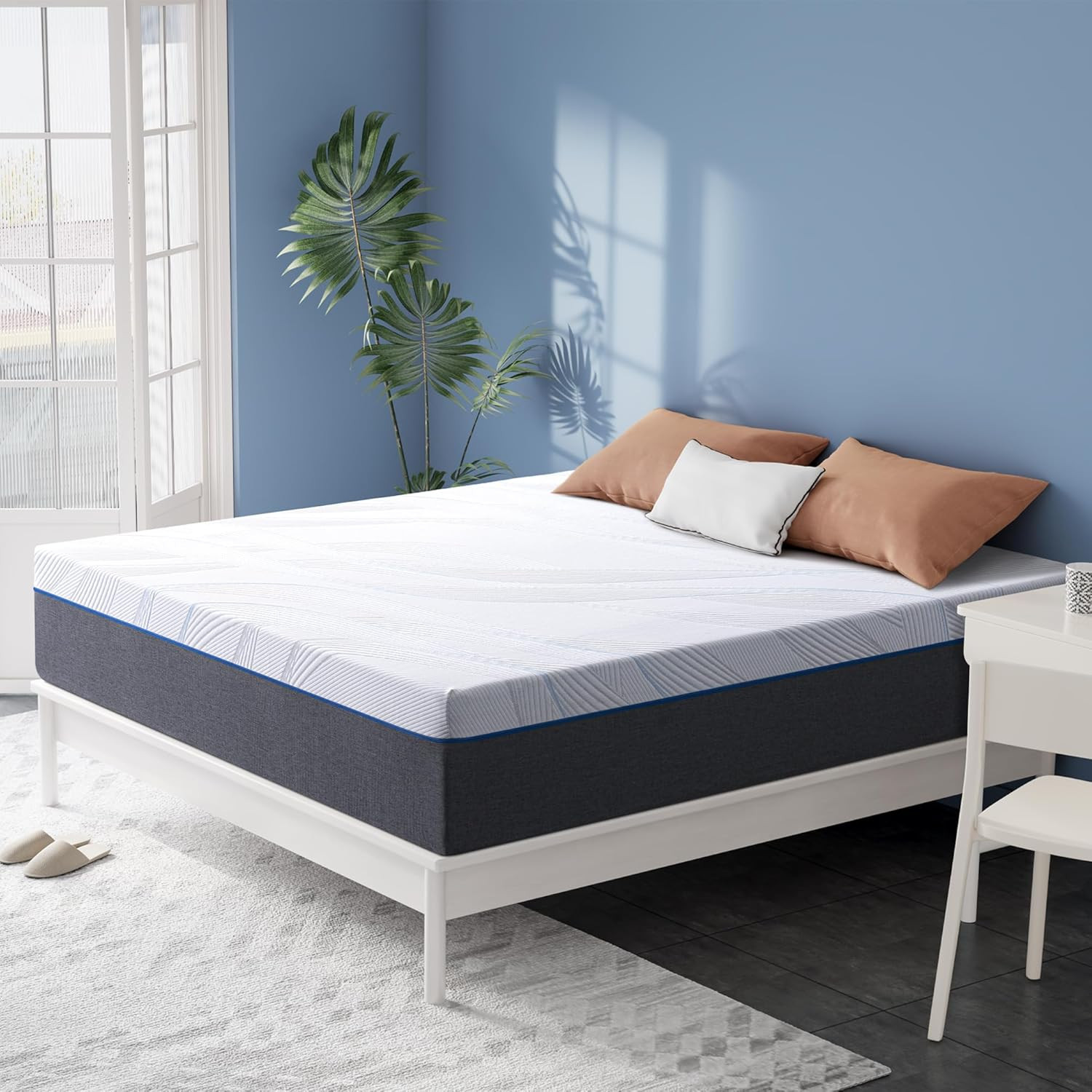10“” Full Mattress, Memory Foam Mattress in a Box, Medium Firm Plush Top, Grey