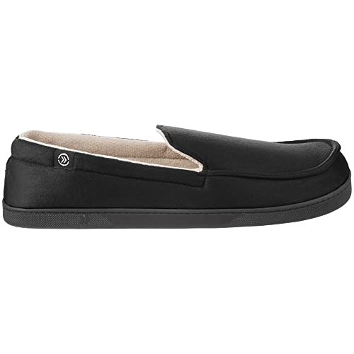 Men’s Moccasin Slippers with Microsuede Upper and Gel Infused 9.5-10.5 Black