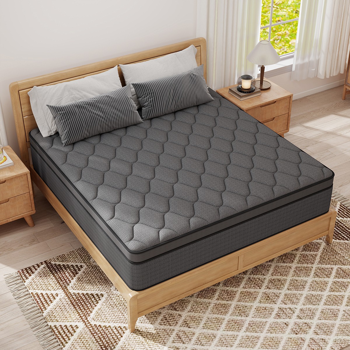 12″14″ Hybrid Mattress Gel Memory Foam Spring Twin Full Queen King Size In A Box