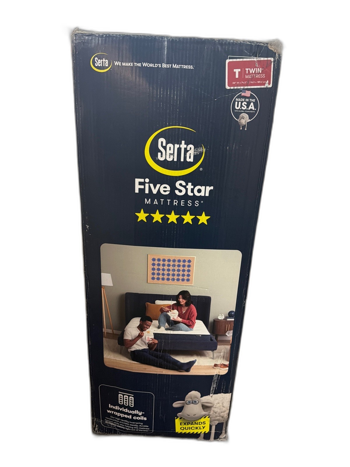 Serta Five Star Mattress Sleep to Go Twin Medium 8 in. Mattress in a Box