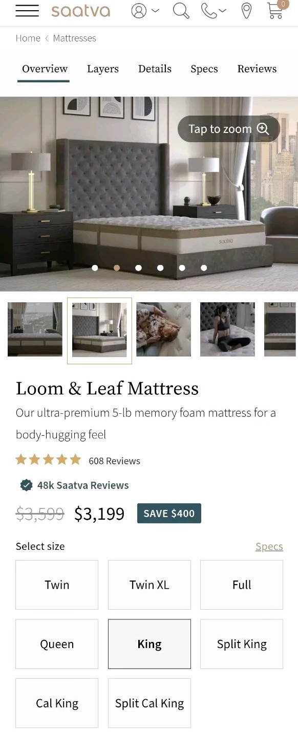 Saatva Loom&Leaf Cal-KING SIZE FIRM