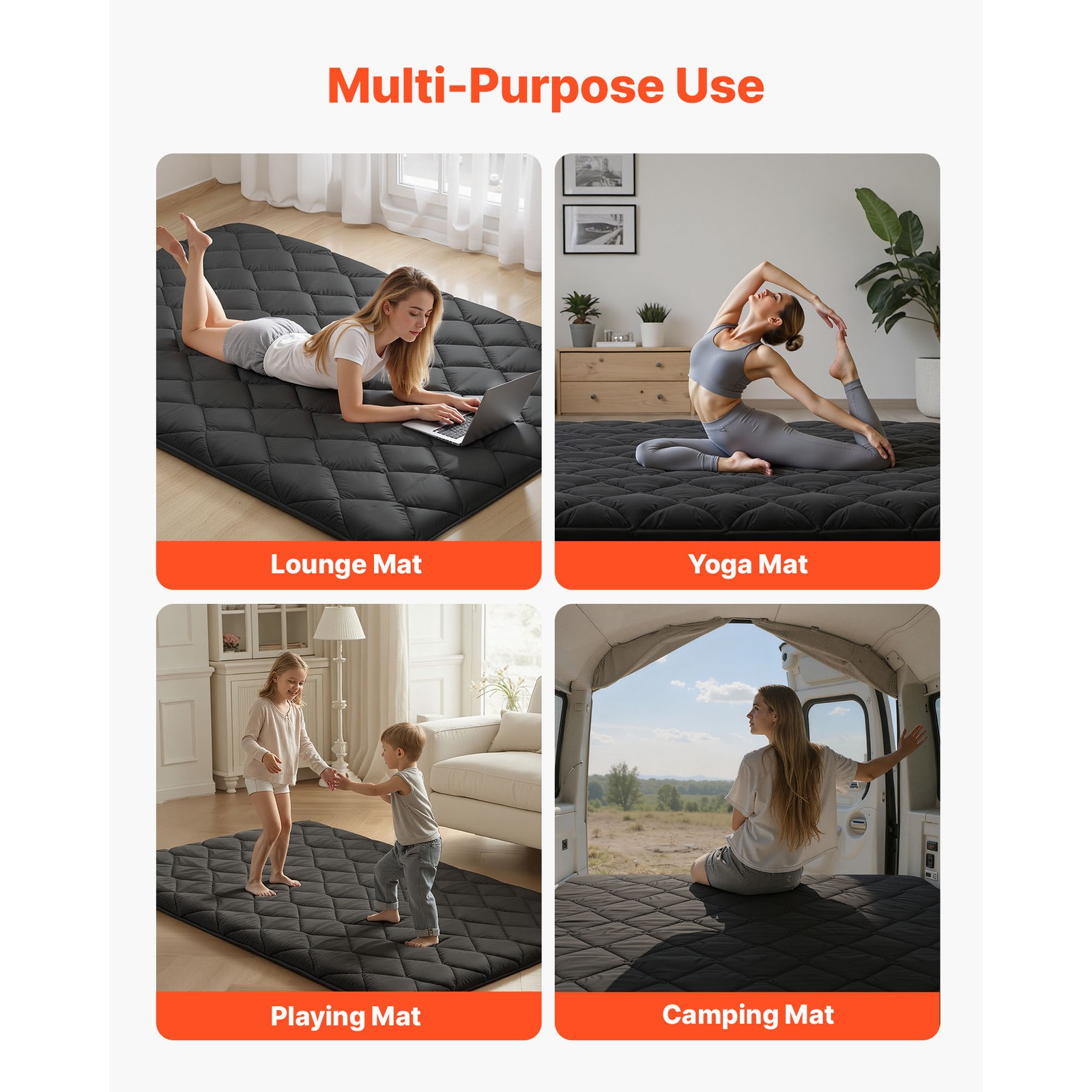 Uimoso Tatami Mattress Full Foldable Futon Mattress with Storage Bag Black