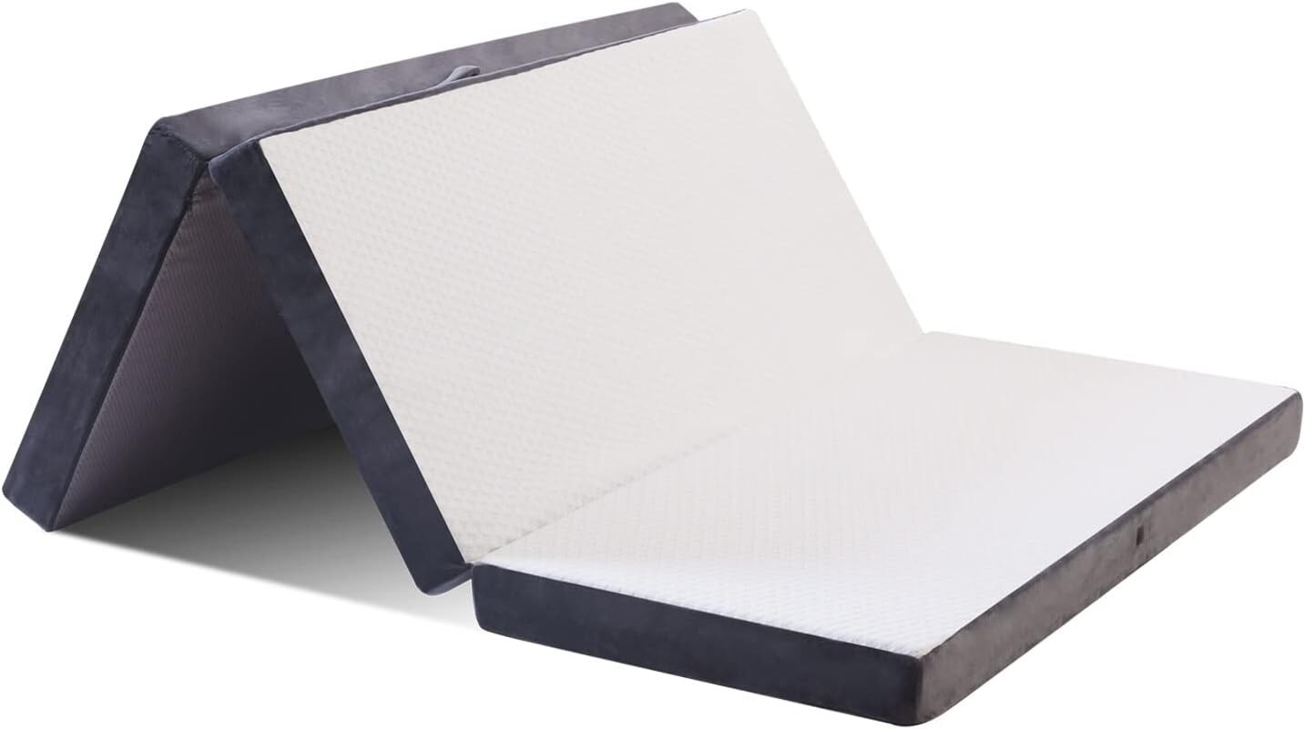 GOHOME Tri-Fold Portable Futon Mattress Super Soft Removable Breathable Cover