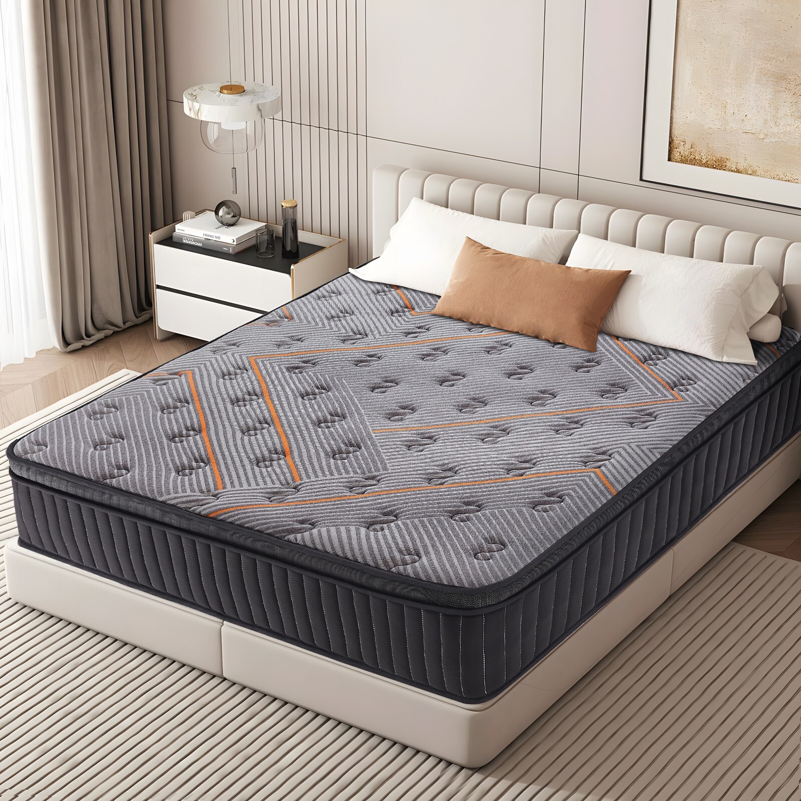 Hbaid 10″ 12″ Pocket Spring Hybrid Mattress, Twin Txl Full Queen King Size