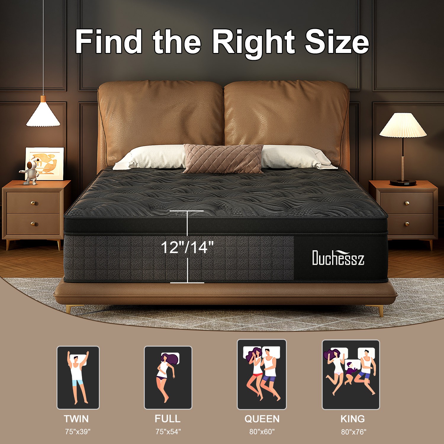 10″12″14″ Twin Full Queen King Size Mattress in a Box Hybrid Spring Memory Foam