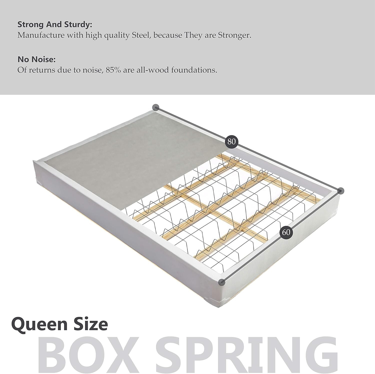 Fully Assembled Low Profile Metal Traditional Boxspring/Foundation for Mattress,