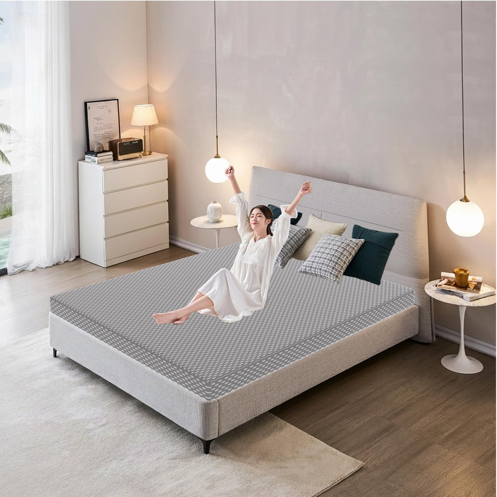 Queen Mattress, 3 Inch Memory Foam Queen Bed Mattress in A , Pressure with Me…