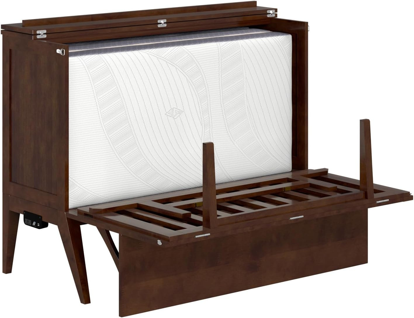 Northampton Murphy Bed Desk with Memory Foam Mattress & USB Charger, Walnut