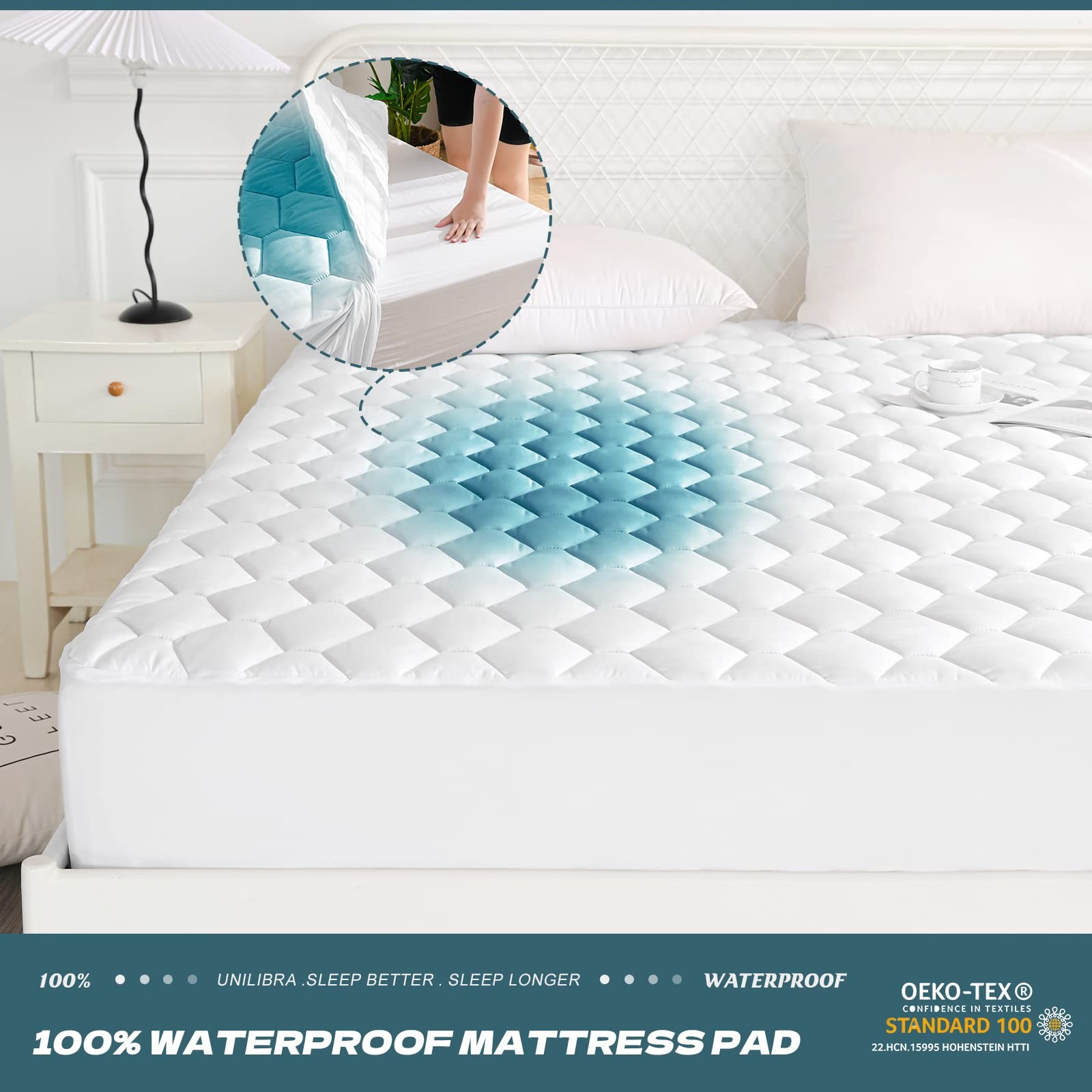 UNILIBRA Queen Mattress Protector Waterproof, Deep Pocket Queen, White