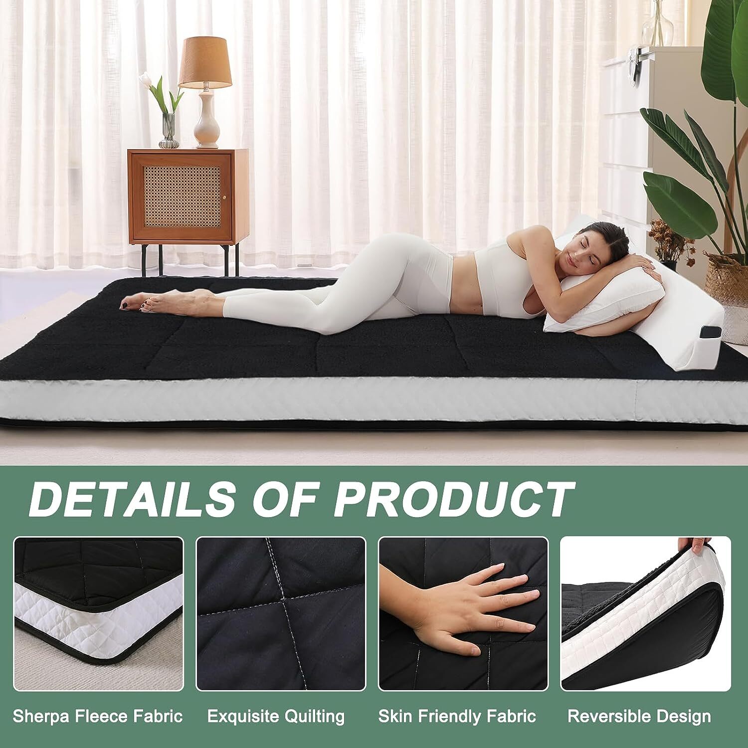 4″ Fold Sleep Floor Mat Single Bed Memory Foam Topper Camping Guest Mattress