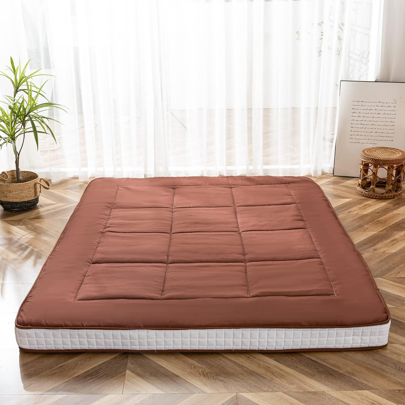 Futon Mattress, Japanese Floor Mattress Quilted Bed Mattress Topper, Extra Th…