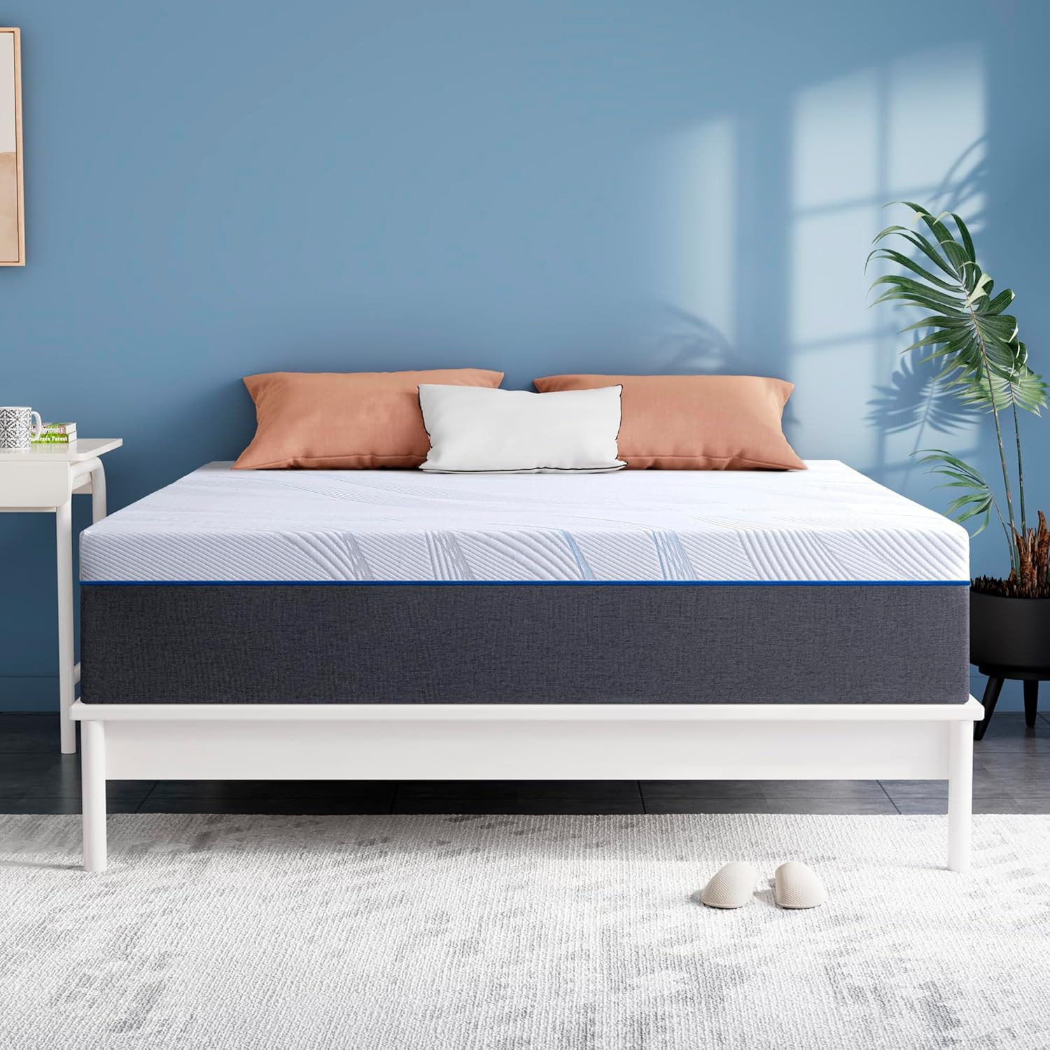10“” Full Mattress, Memory Foam Mattress in a Box, Medium Firm Plush Top, Grey