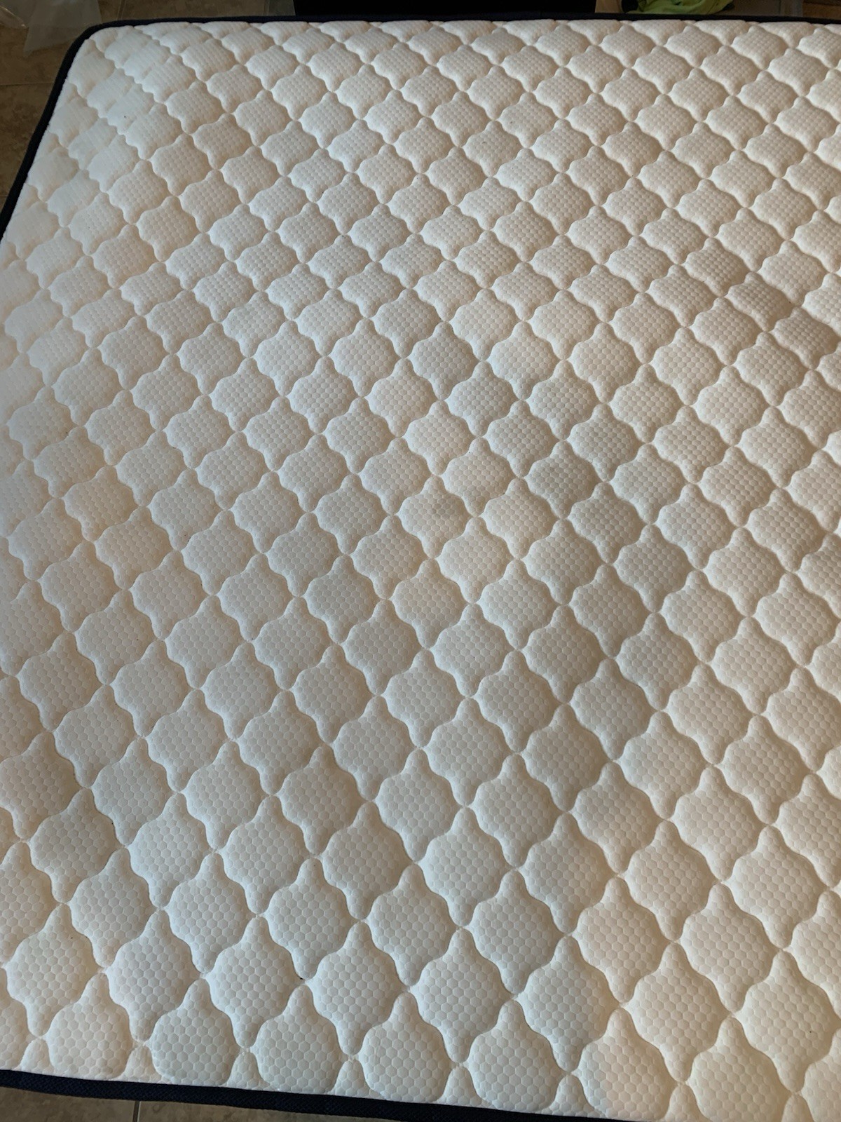 King Innerspring Mattress Medium Firm Breathable Geometric White Navy Fabric
