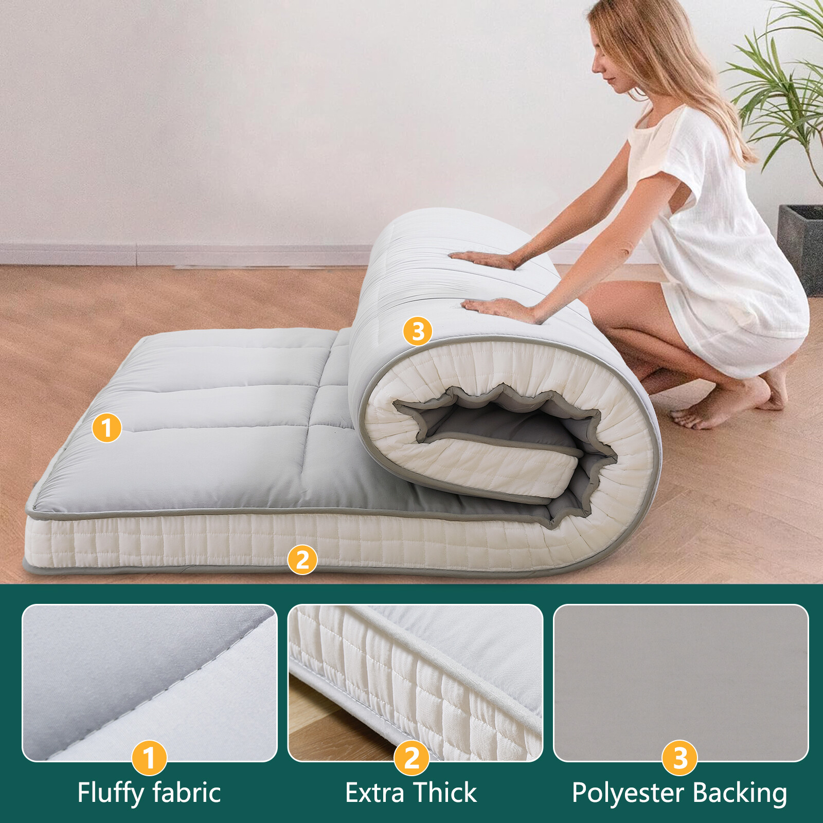 NAIZEA Japanese Tatami Mat Foldable Bed Camping Sleeping Pad Lounger Couch Bed