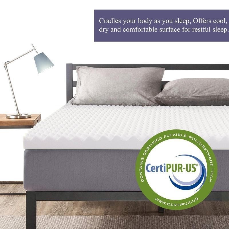 1 Inch Convoluted Foam Mattress Topper Twin Cooling Comfort Pressure Relief New