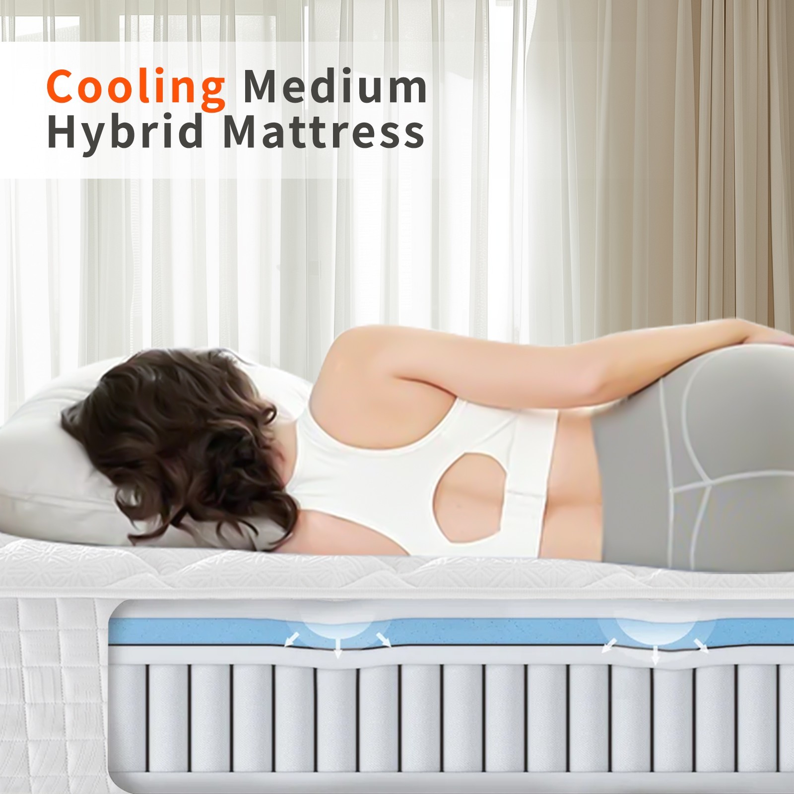 10″ 12″ Gel Memory Foam Mattress Hybrid Spring Twin Full Queen King Bed In A Box
