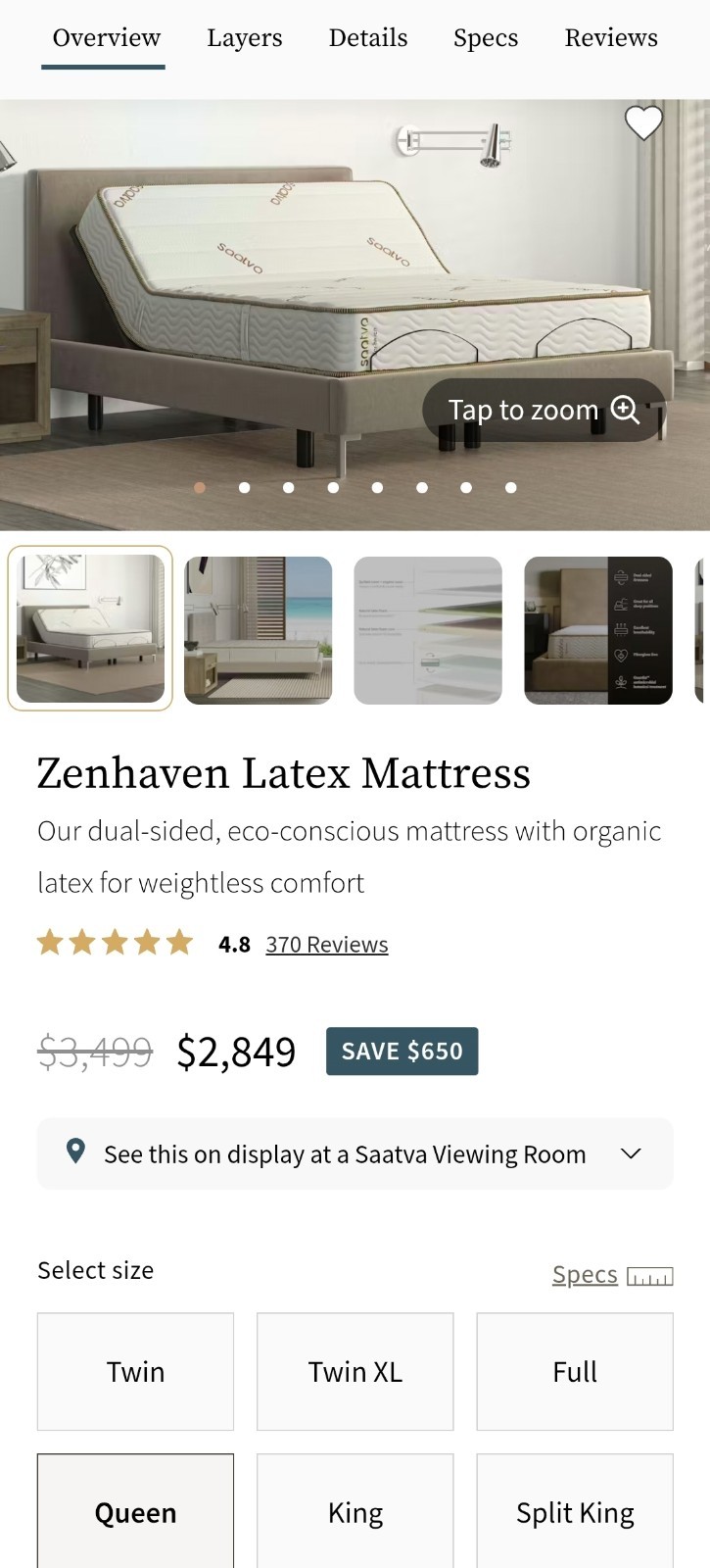 Saatva Zenhaven Queen Size
