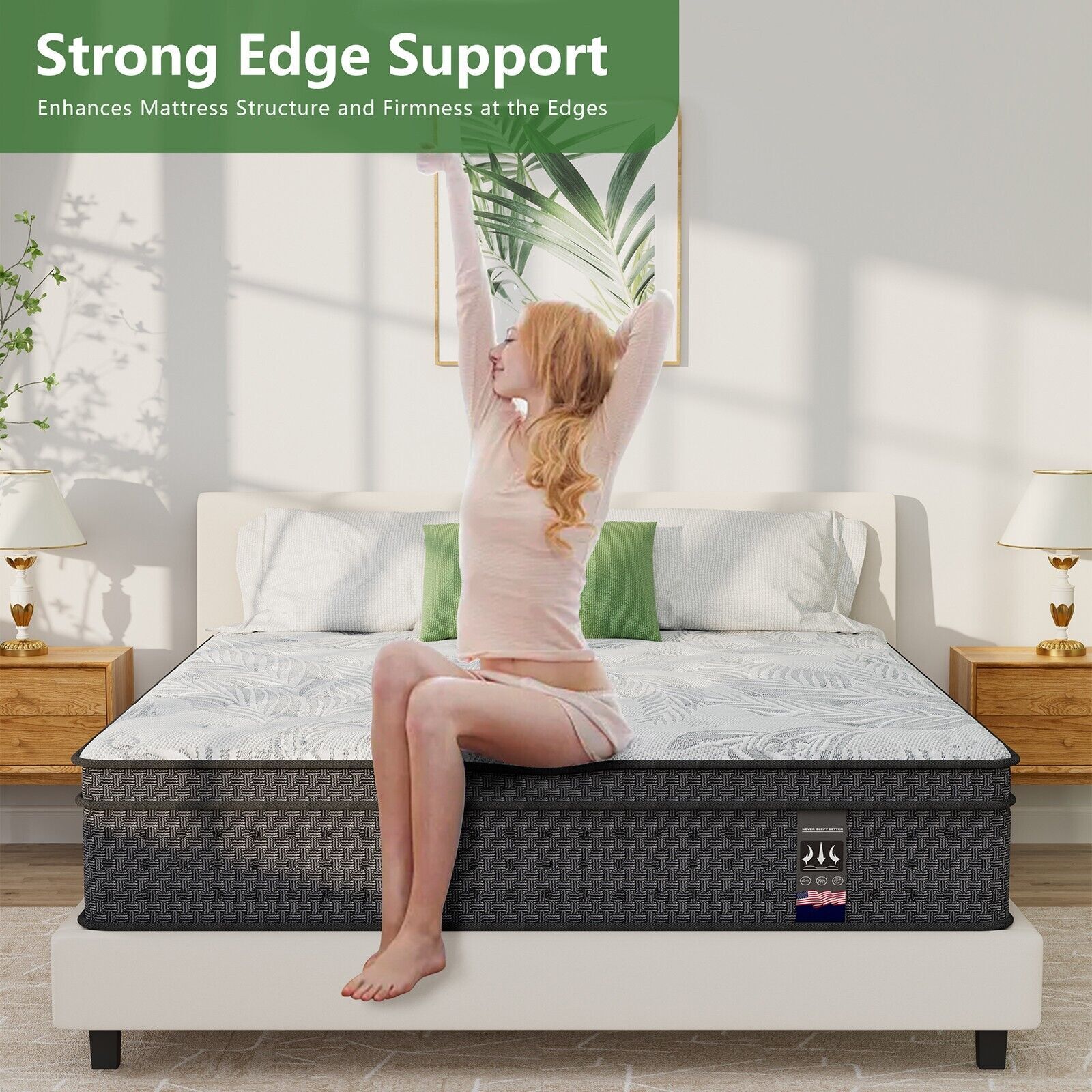 14″ Twin XL Mattress Cooling Gel Memory Foam Twin XL Spring Hybrid Mattress