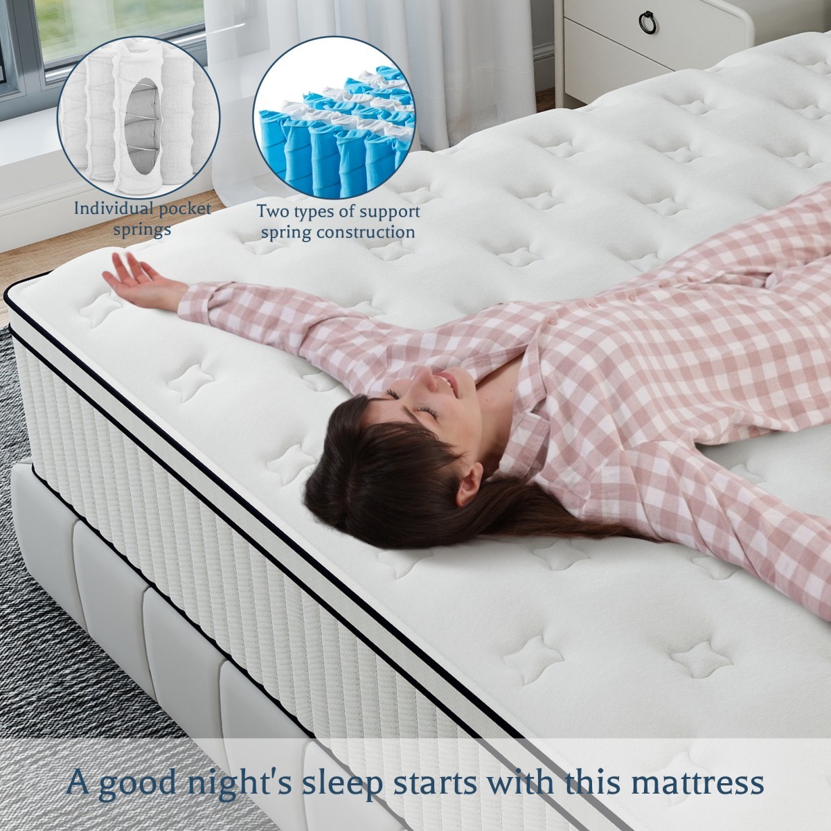12″14″ Mattress In A Box Gel Memory Foam Hybrid Spring Twin Full Queen King Size