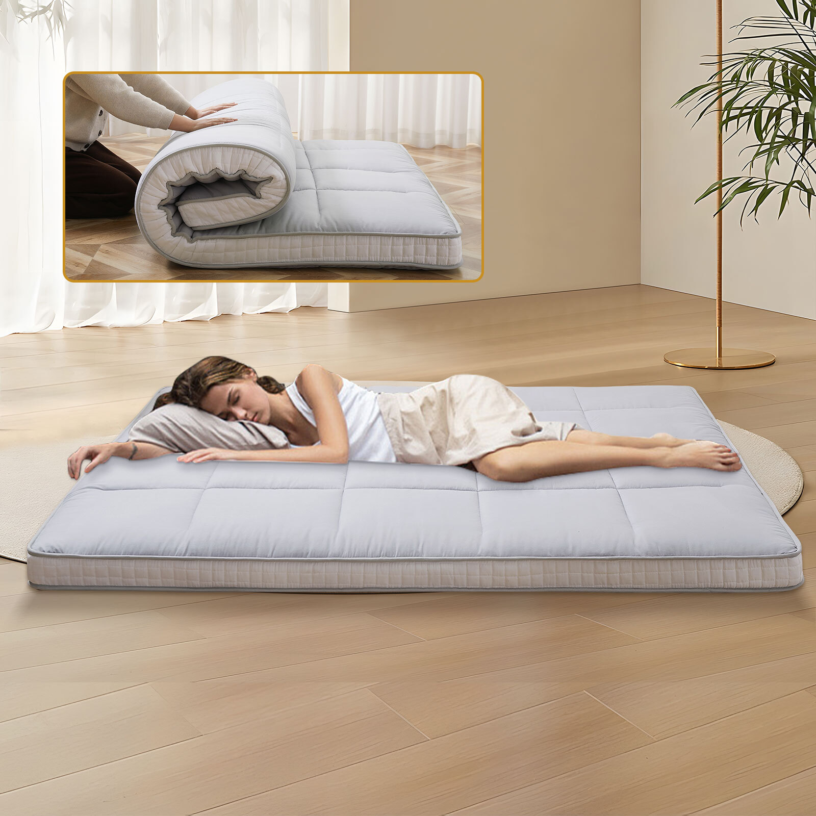 NAIZEA 5 in Extra Thick Futon Floor Mattress, Japanese Folding Roll Up Mattress