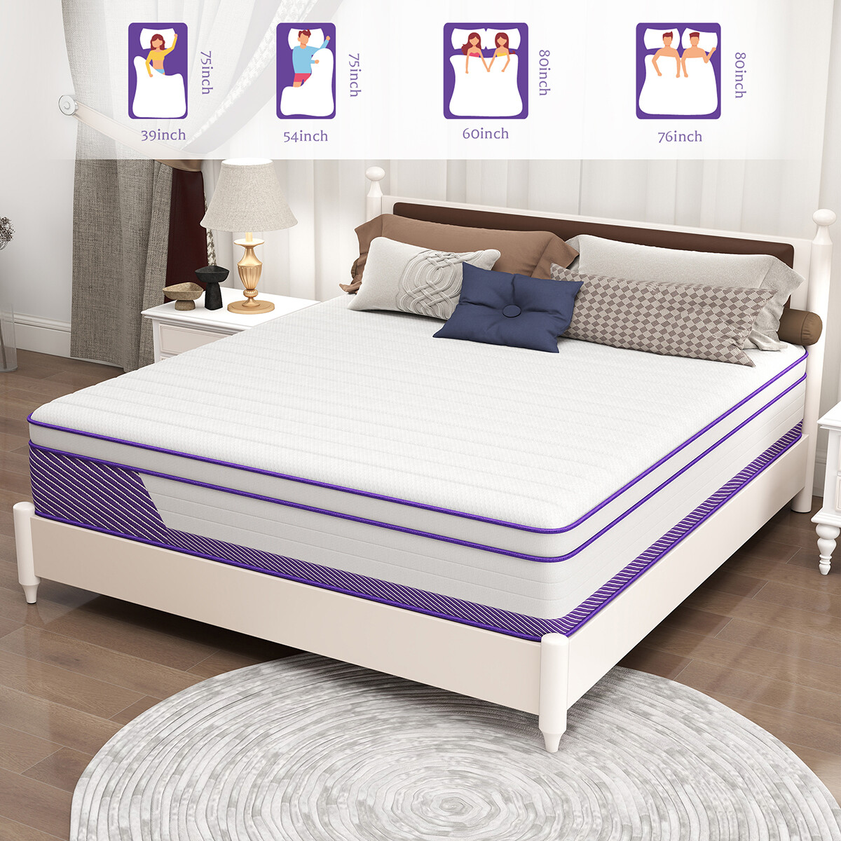 12/14 Inch Mattress Memory Foam InnerSpring Twin Full Queen King Size In A Box