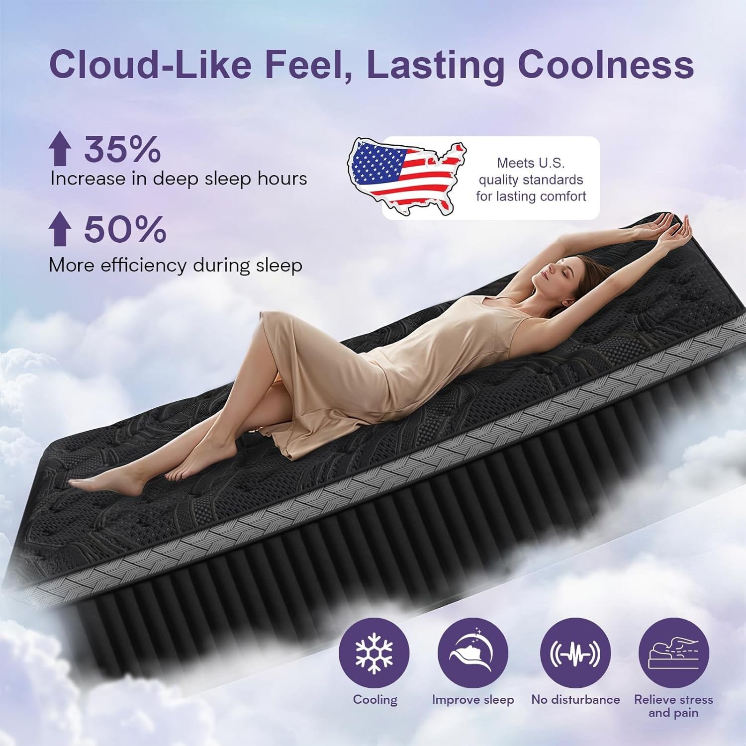King Size Mattress (High-End Upgraded) Hotel-Level Luxury 16 Inch Hybrid King Ma