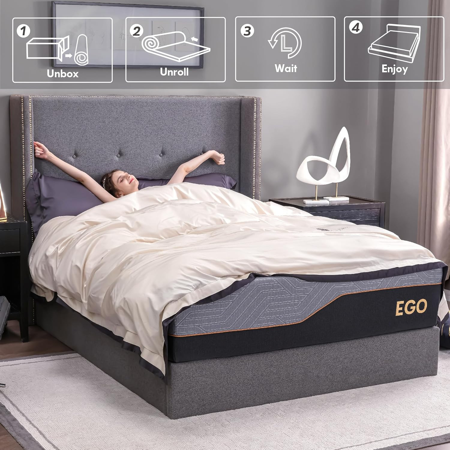 Copper Gel Memory Foam Mattress, 14 Inch Cal King Size Memory Foam Mattress, Cer