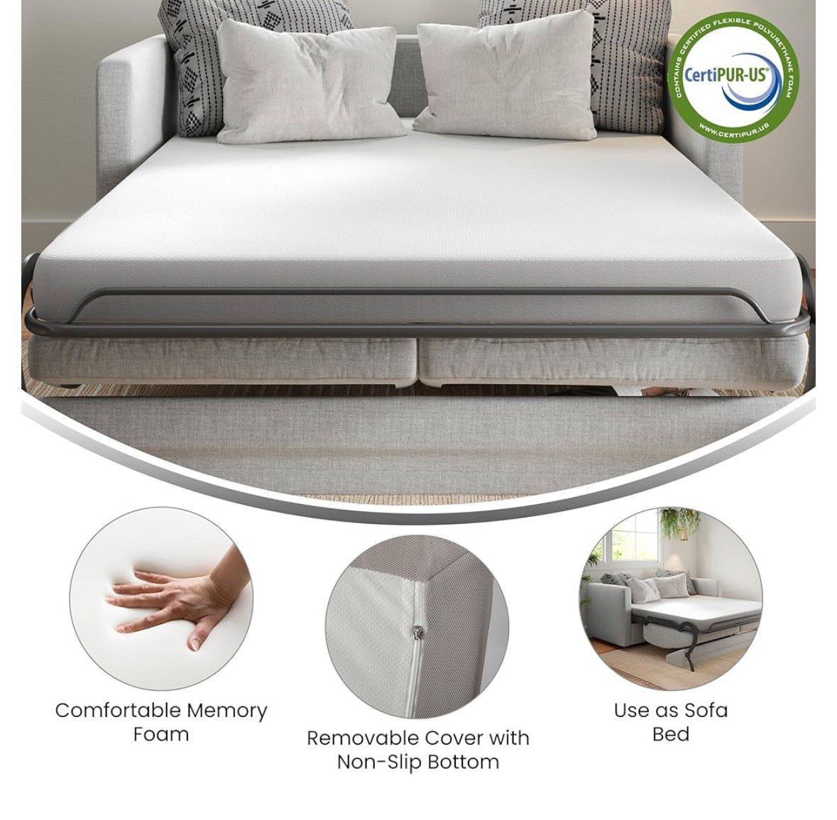 Flash Furniture Cloud Cooling Memory Foam Mattress, 4”